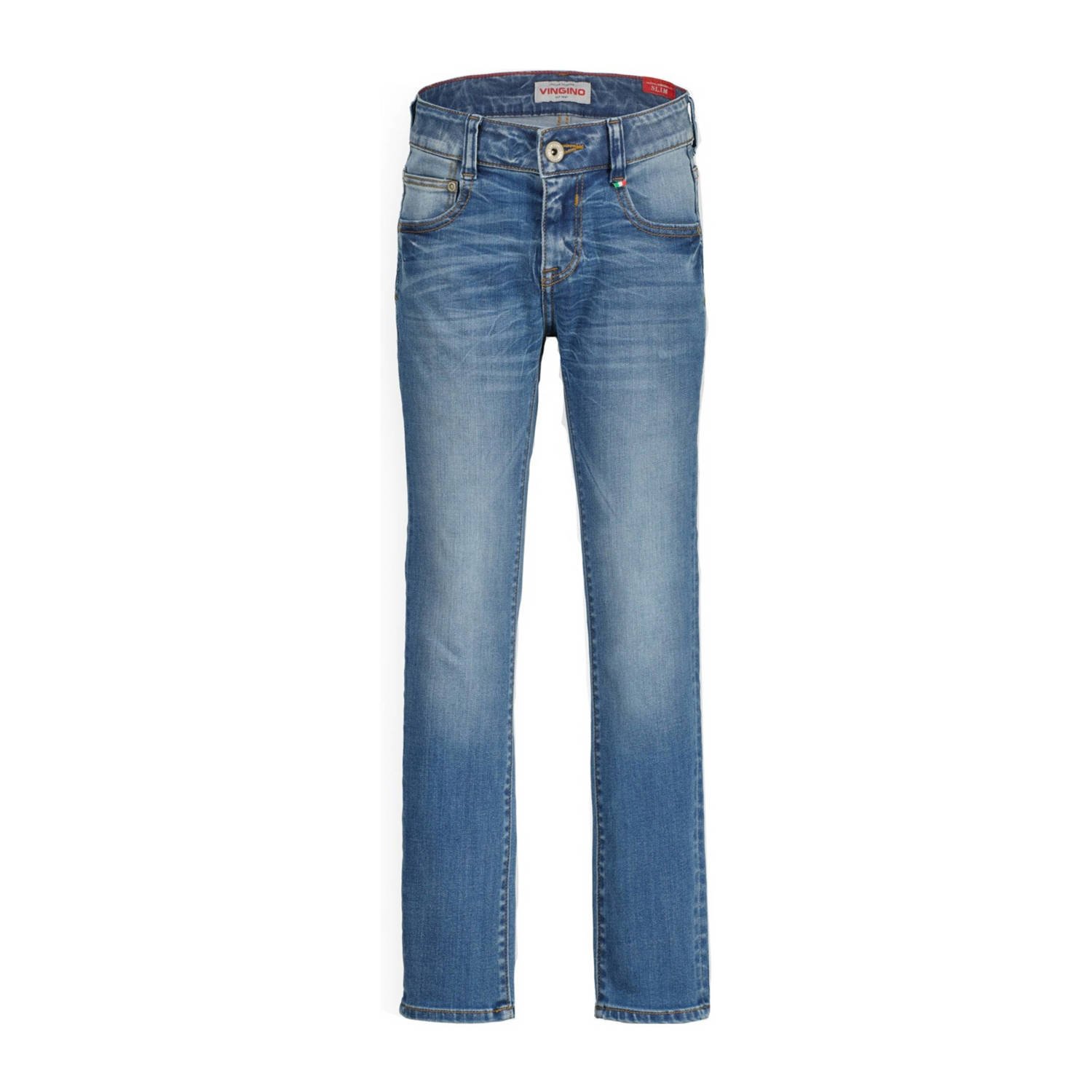 VINGINO slim fit jeans Diego old vintage Blauw Jongens Denim Effen 110