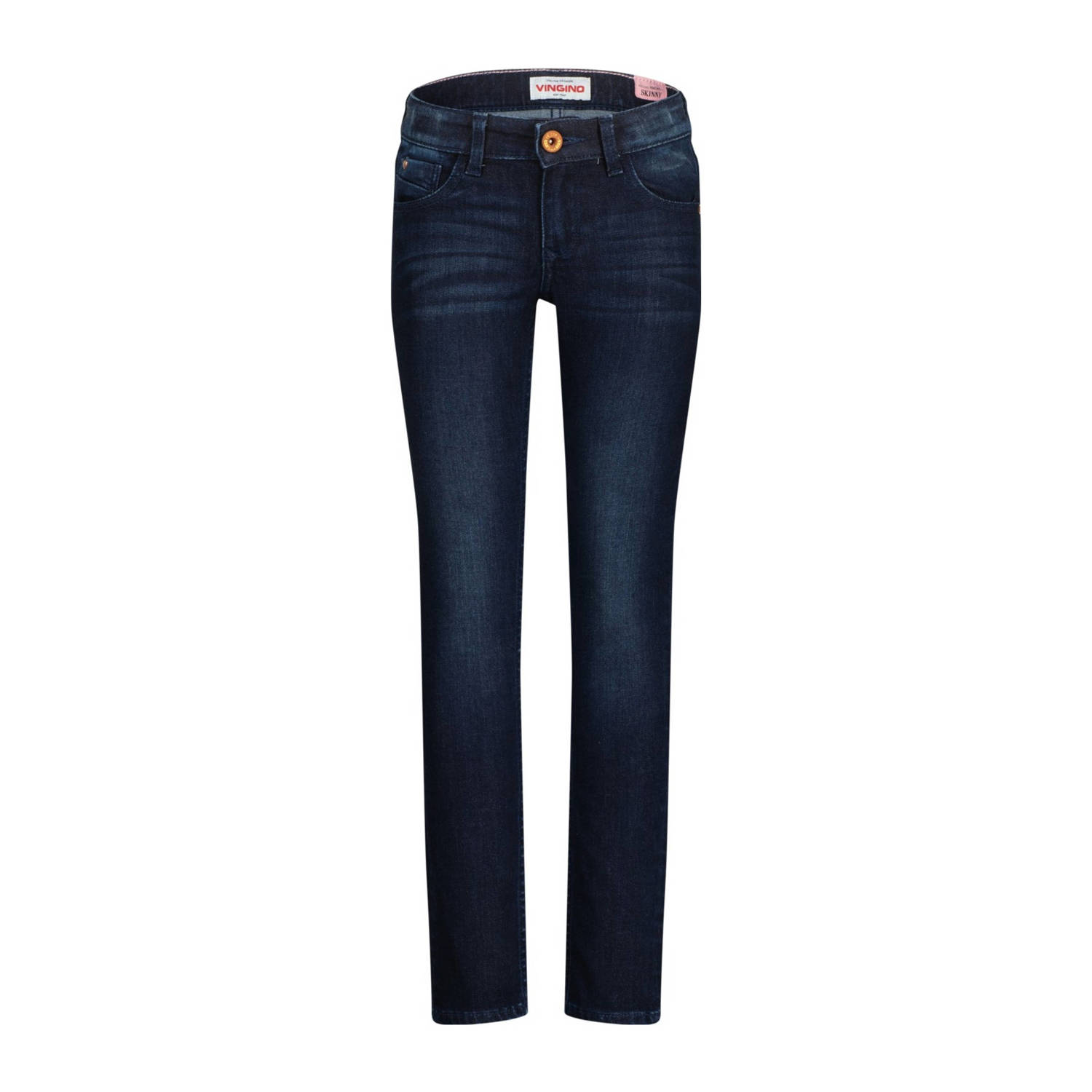 VINGINO high waist skinny jeans Amia deep dark Blauw Meisjes Denim Effen 104