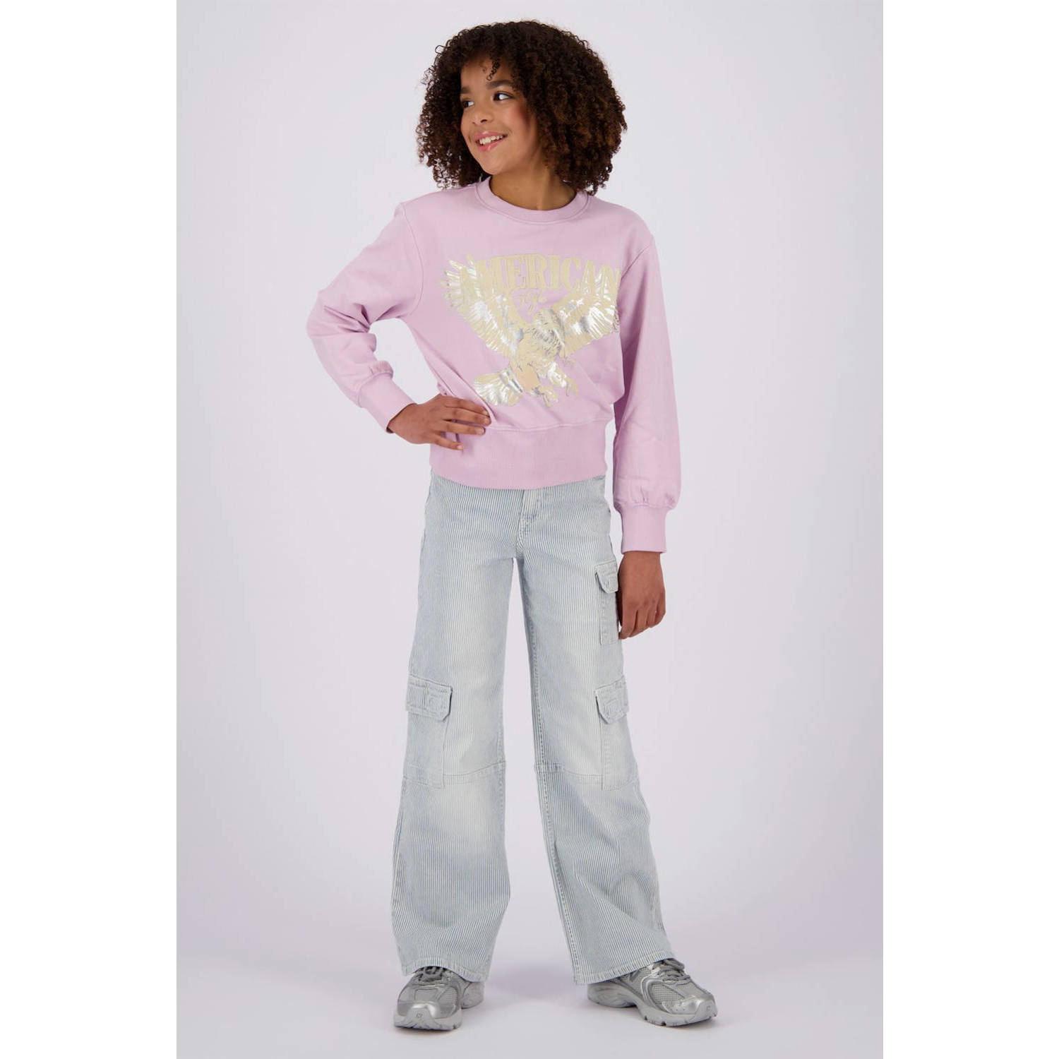 Vingino sweater Nydra met printopdruk lichtroze