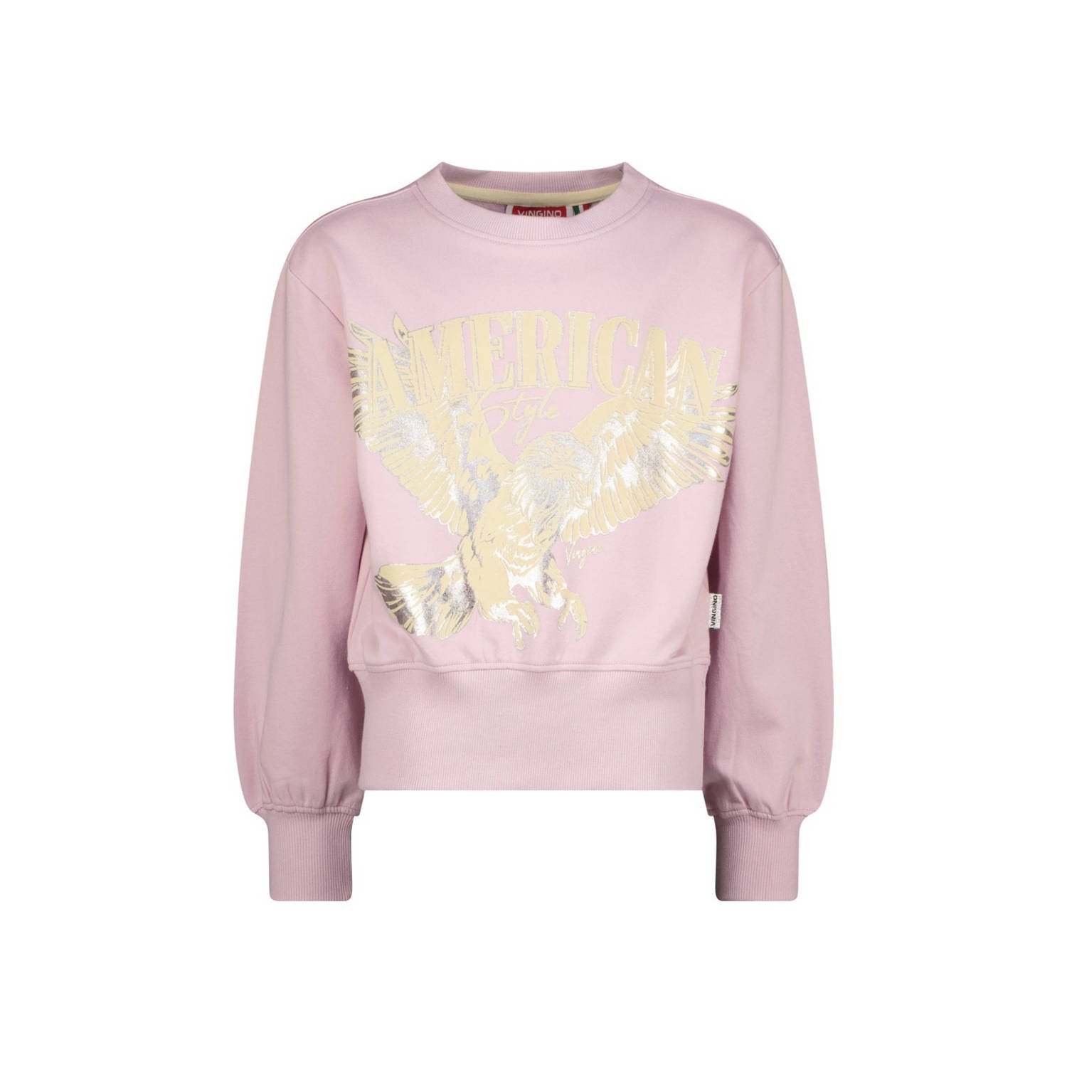 VINGINO sweater Nydra met printopdruk lichtroze Printopdruk 140