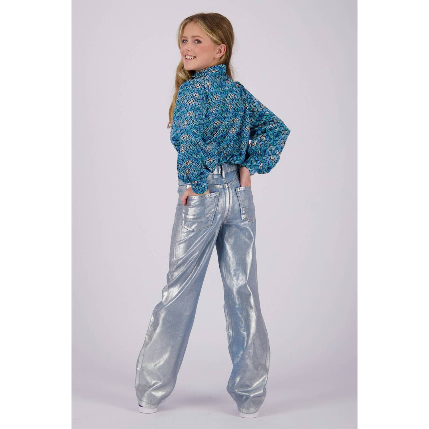 Vingino high waist wide leg jeans Cato Metallic denim