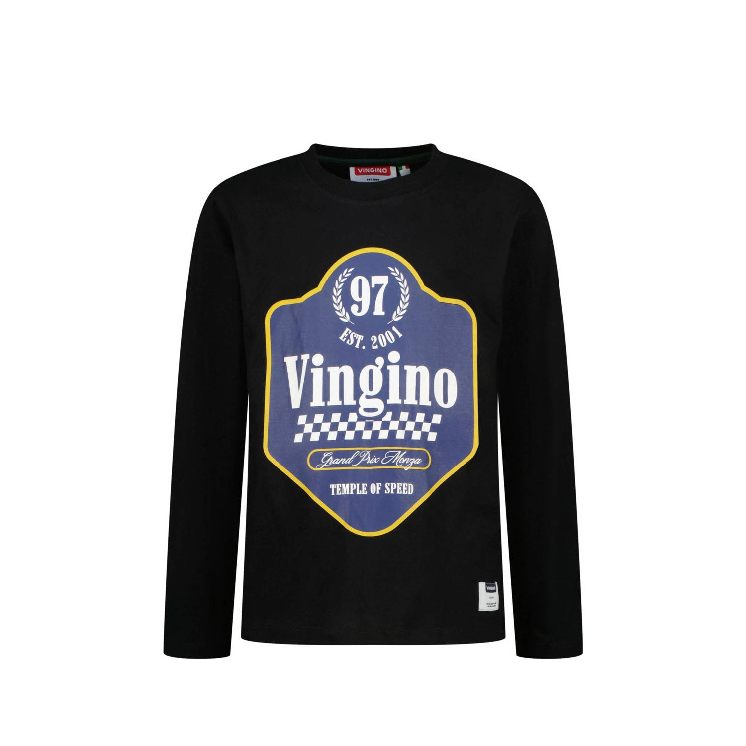 VINGINO longsleeve Zwart Jongens Katoen Ronde hals Printopdruk 104