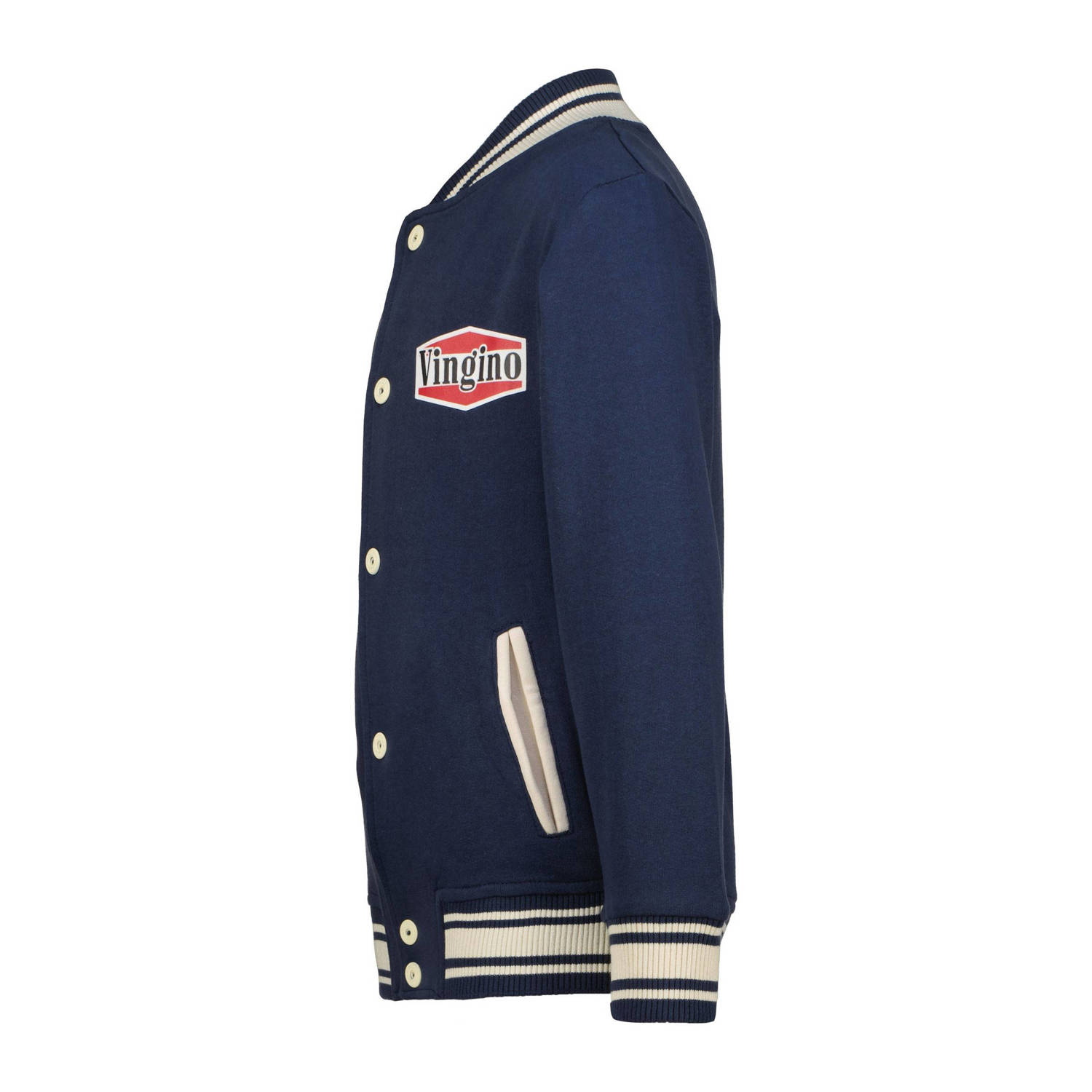 Vingino sweatvest Otral met logo donkerblauw ecru
