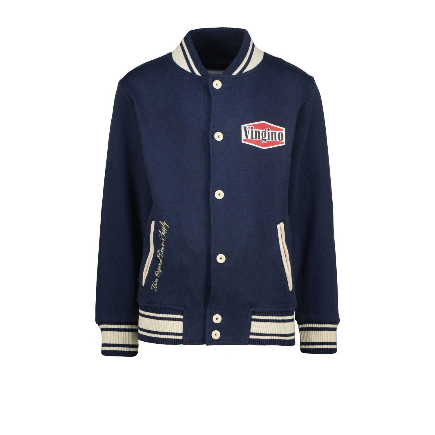 Vingino sweatvest Otral met logo donkerblauw ecru