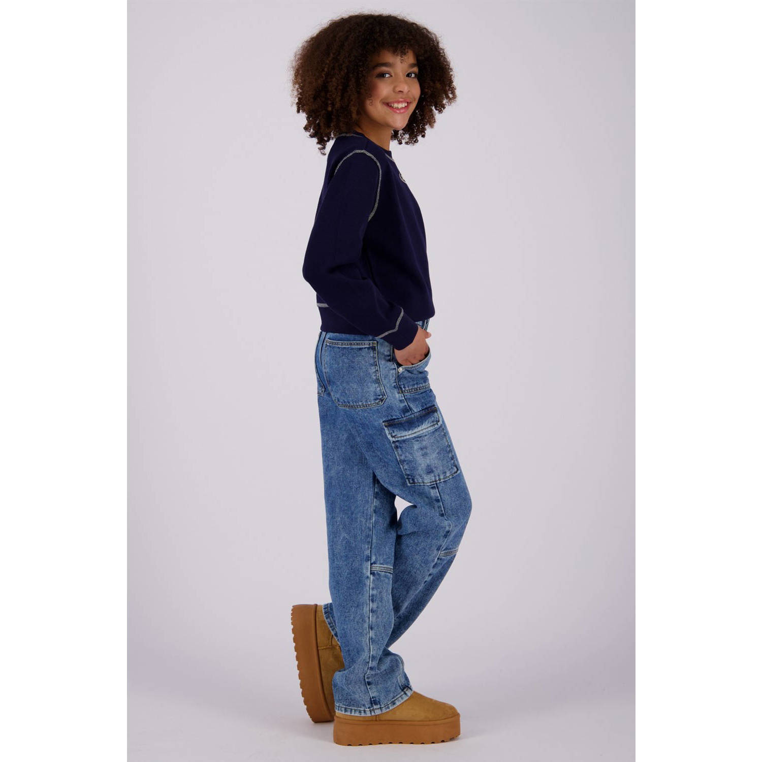 Vingino high waist wide leg jeans Cato Cargo blue vintage