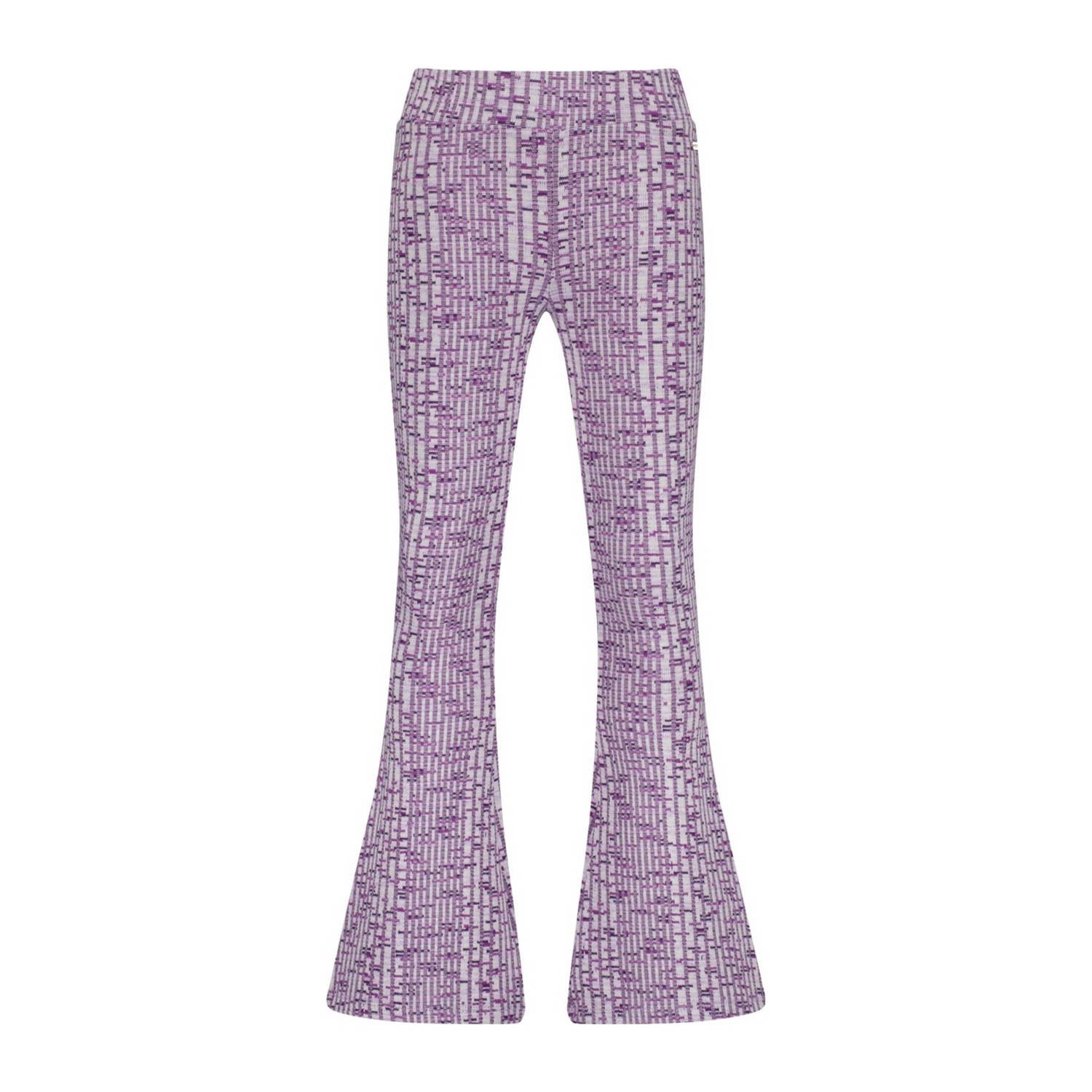 Vingino high waist flared broek Sindry met all over print lila