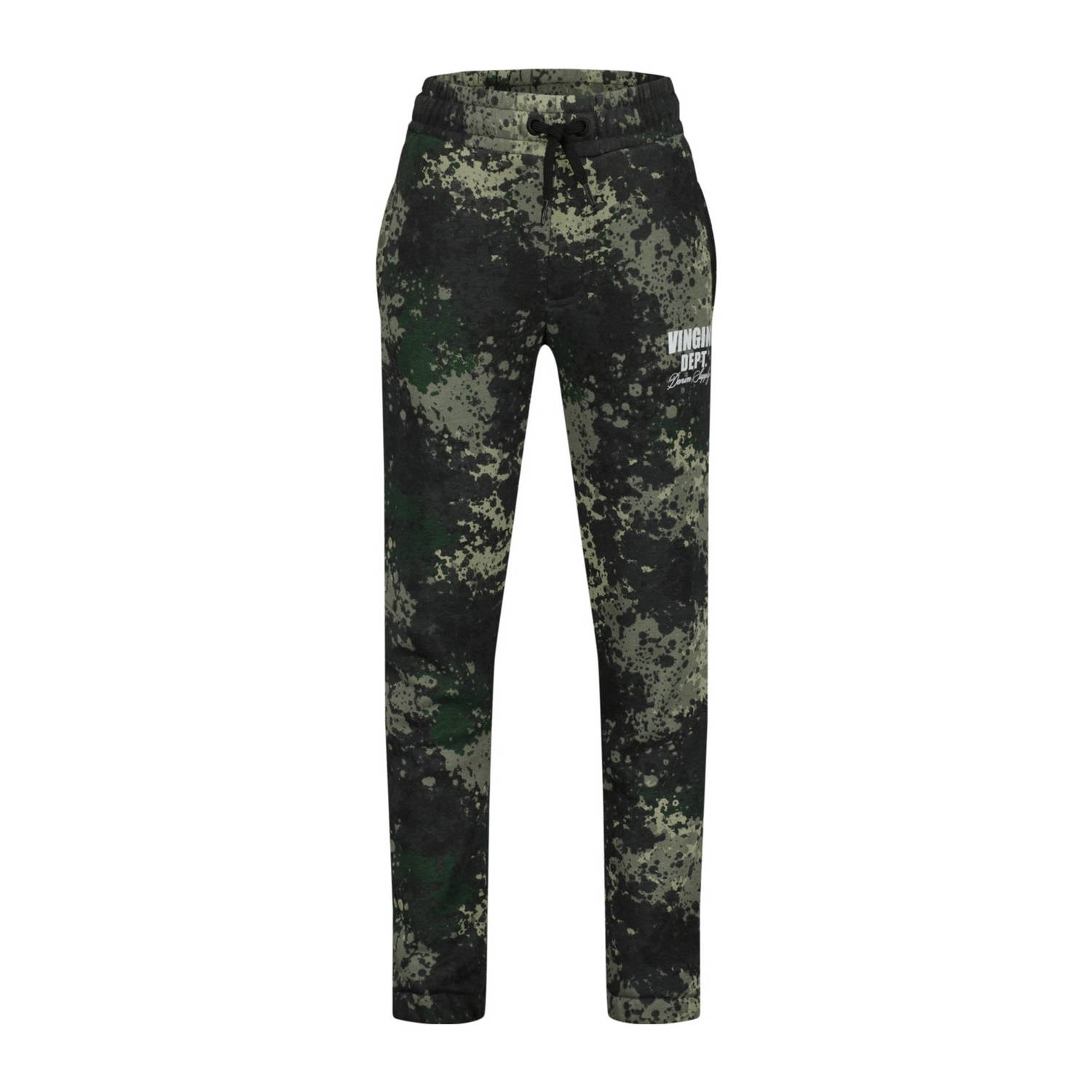 Vingino relaxed joggingbroek Sastin met all over print donkergroen