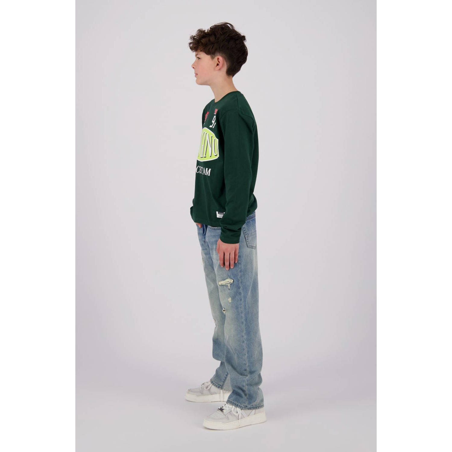 Vingino longsleeve Jacing met logo donkergroen