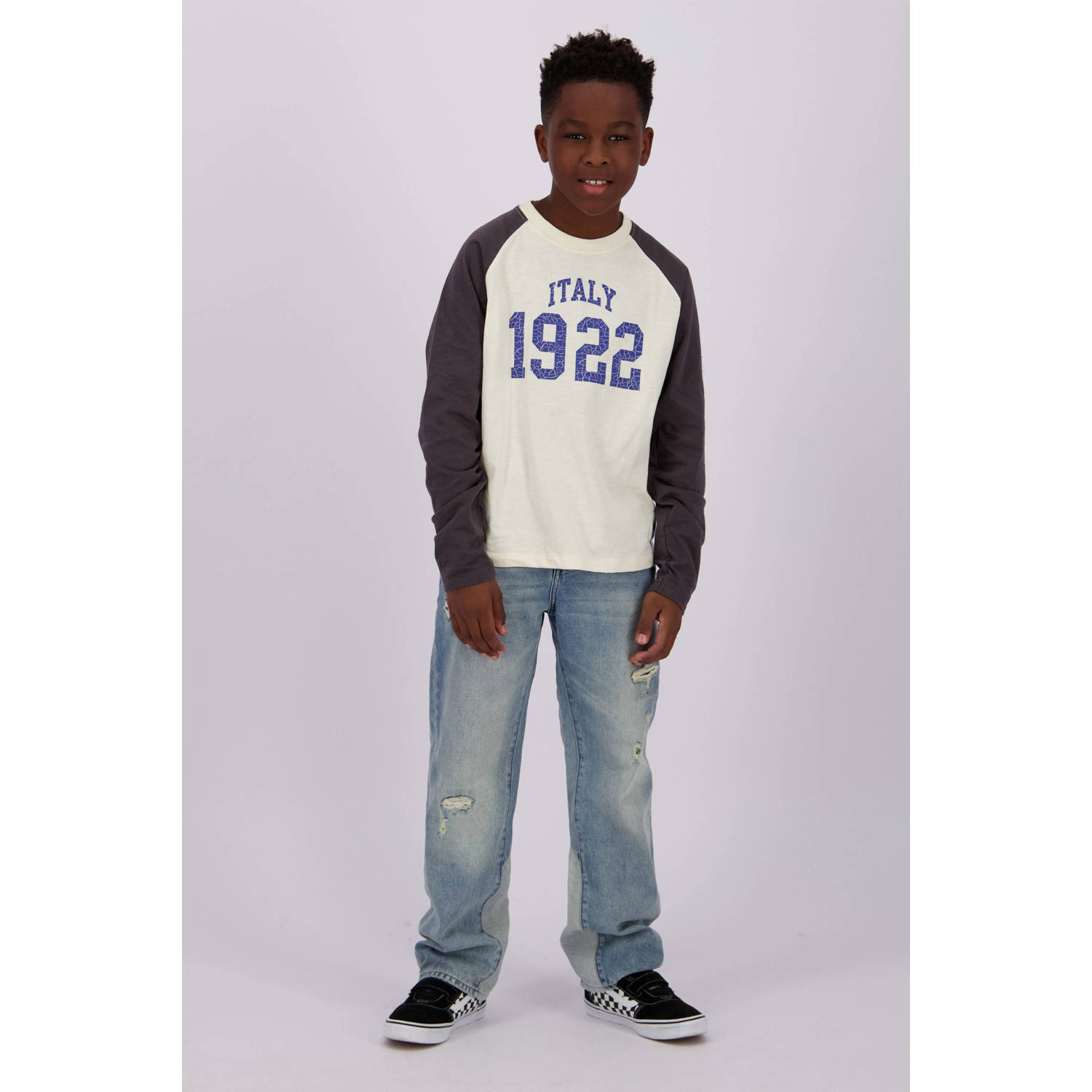 Vingino longsleeve Jalan offwhite zwart