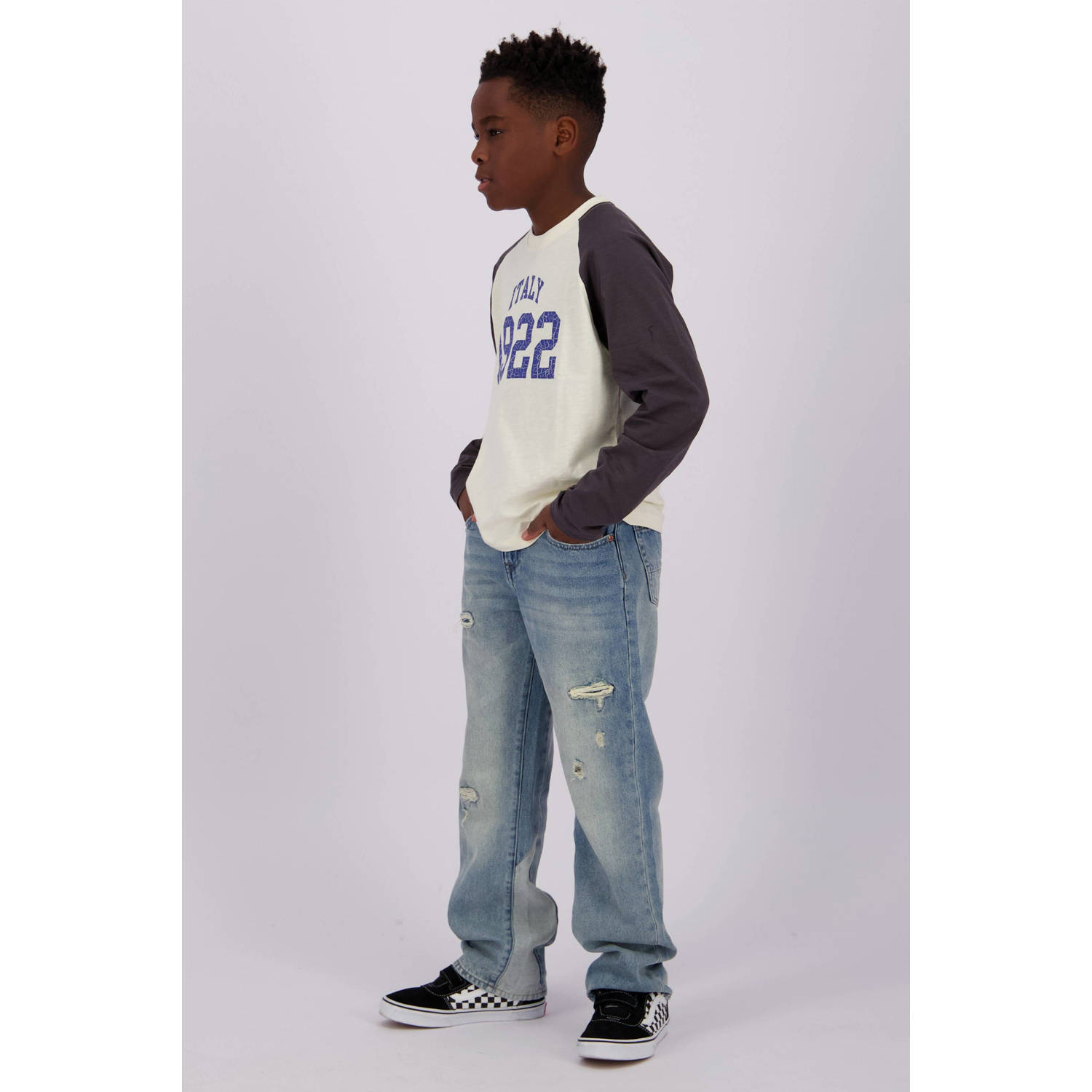 Vingino longsleeve Jalan offwhite zwart