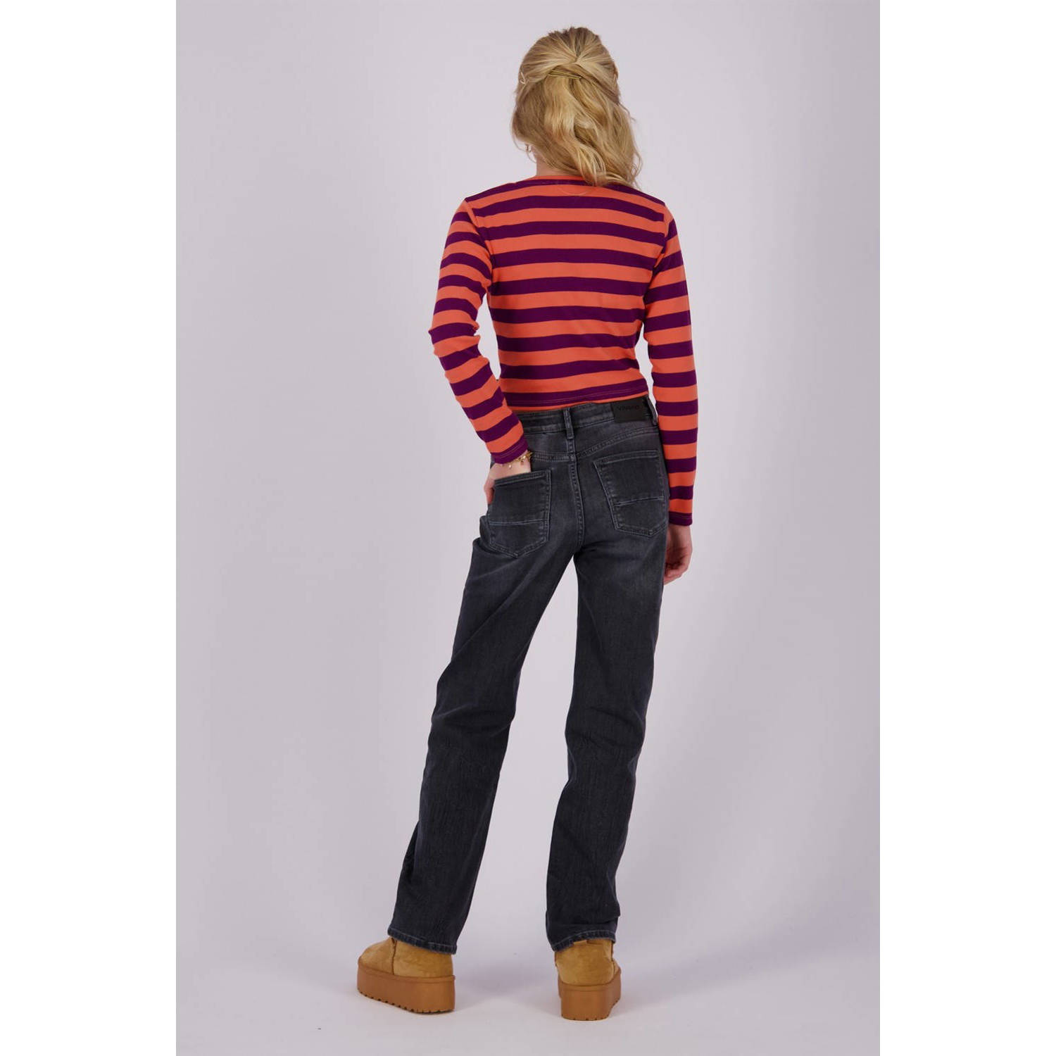 Vingino high waist straight leg jeans Catie washed black