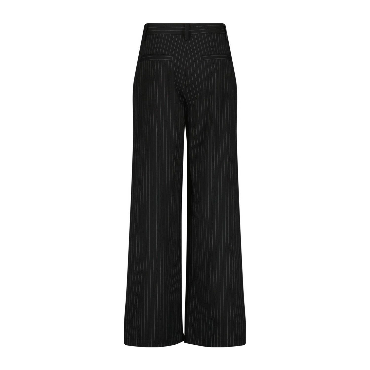 Vingino high waist straight fit broek Susie met krijtstreep zwart