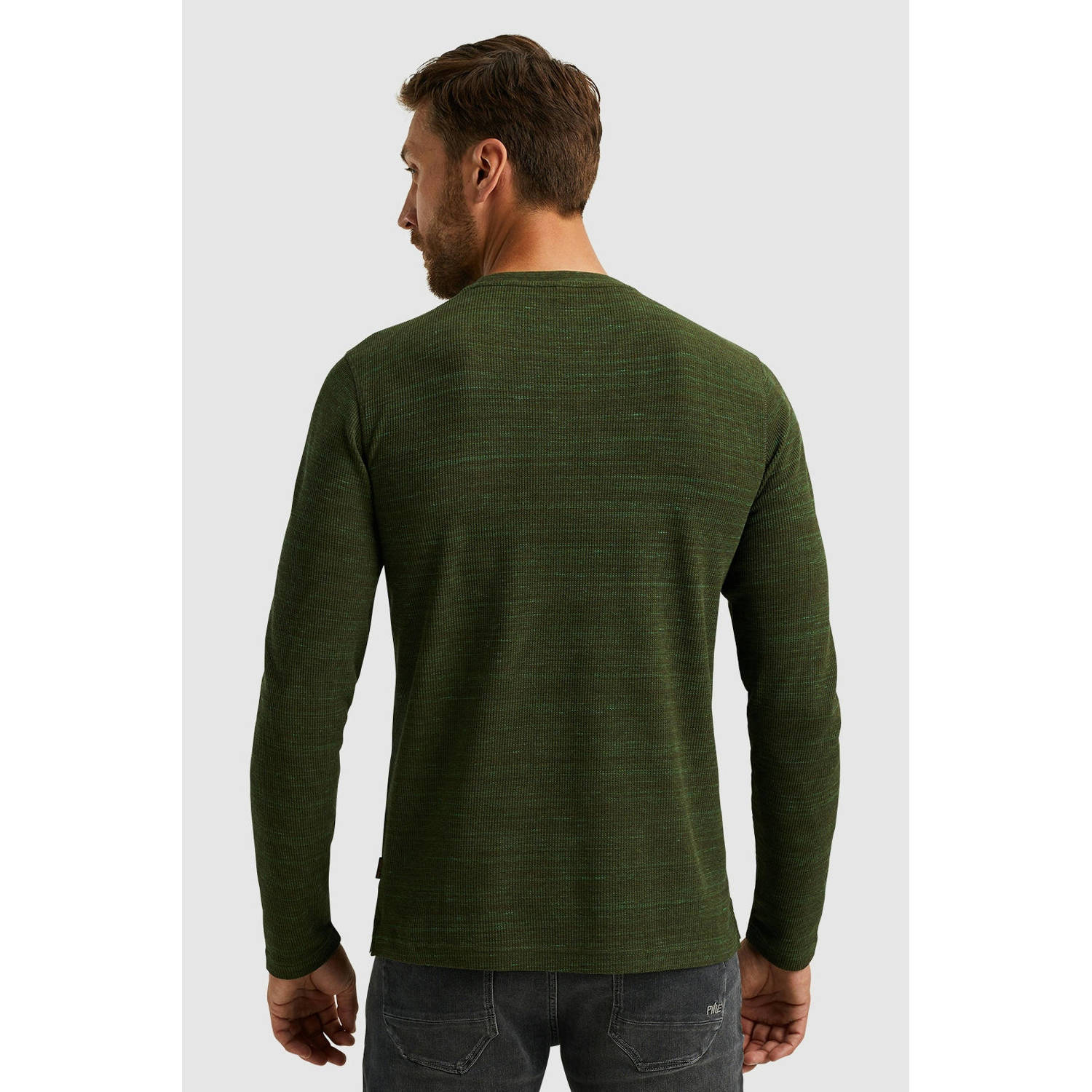 PME Legend gemêleerde regular fit longsleeve donkergroen