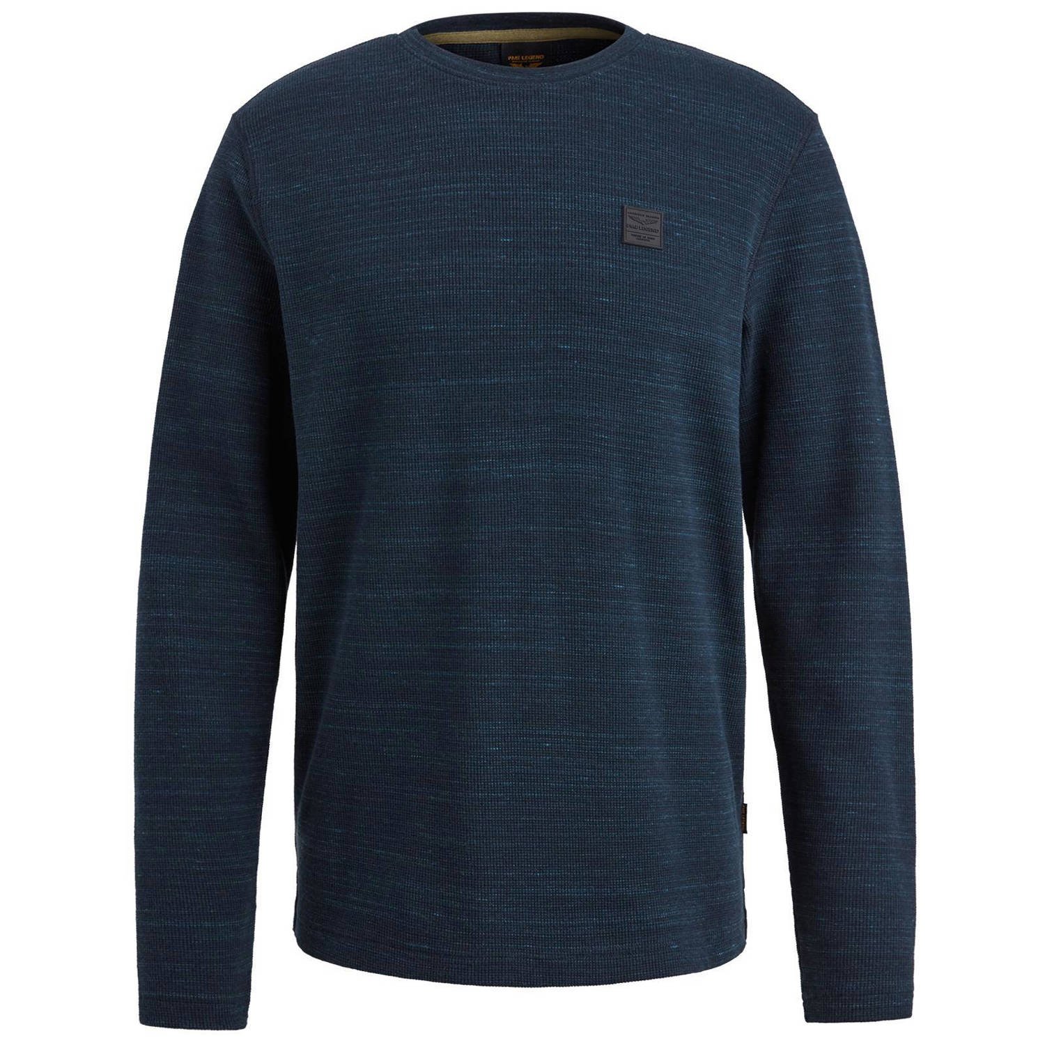 PME Legend gemêleerde regular fit longsleeve donkerblauw