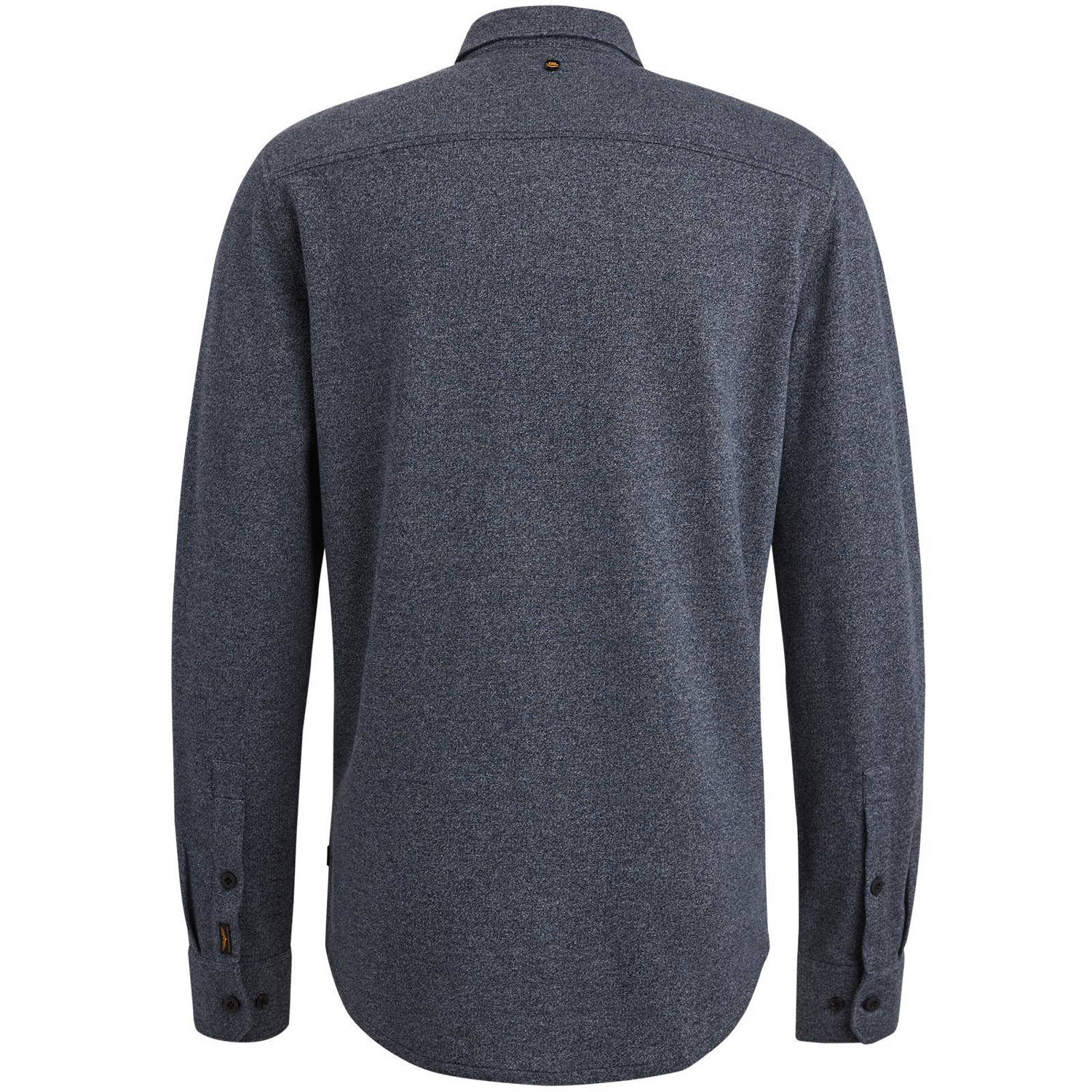 PME Legend gemêleerd regular fit overhemd donkerblauw