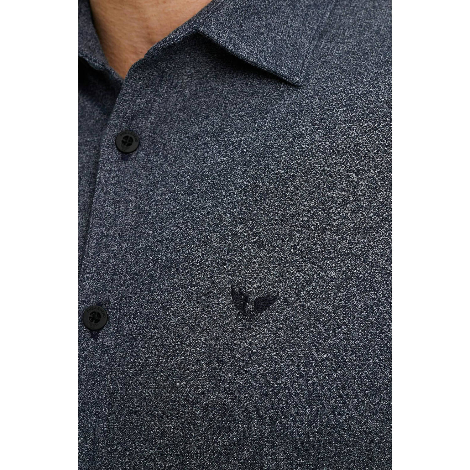 PME Legend gemêleerd regular fit overhemd donkerblauw