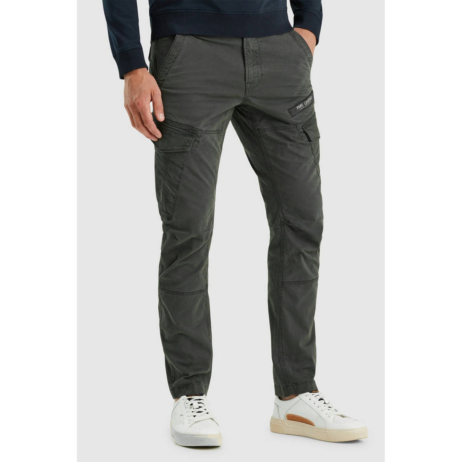 PME Legend Slim fit cargobroek met labeldetail model 'NORDROP'