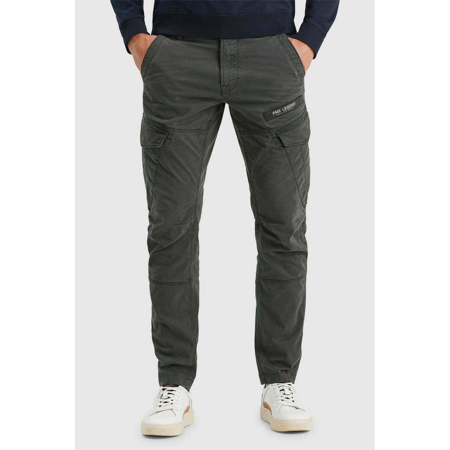PME Legend Slim fit cargobroek met labeldetail model 'NORDROP'