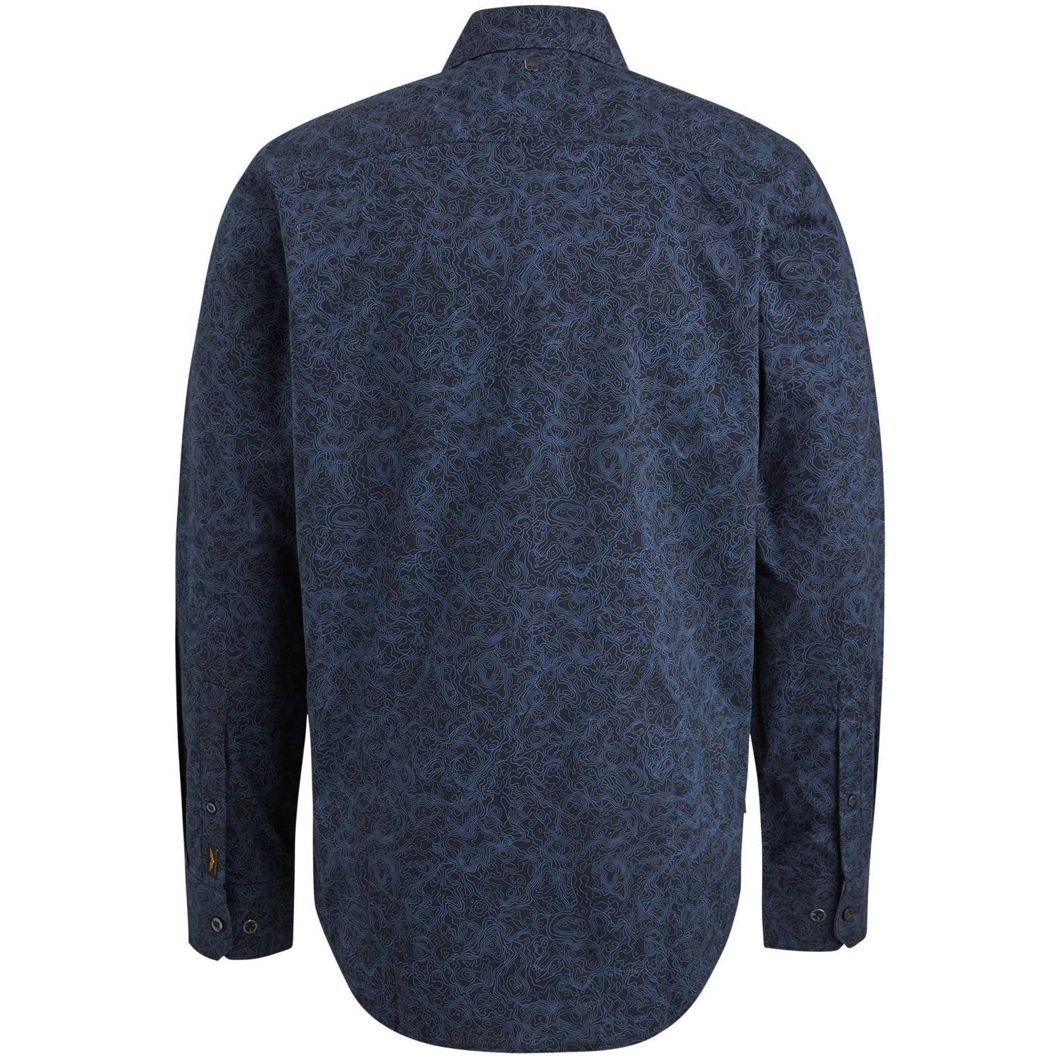 PME Legend regular fit overhemd met all over print donkerblauw