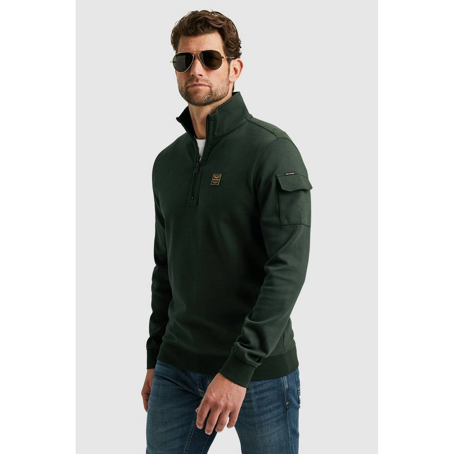 PME LEGEND Heren Truien & Vesten Half Zip Collar Interlock Jersey Groen