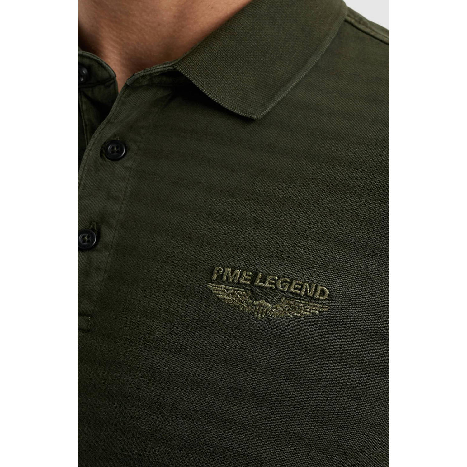 PME Legend gestreepte regular fit polo donkergroen