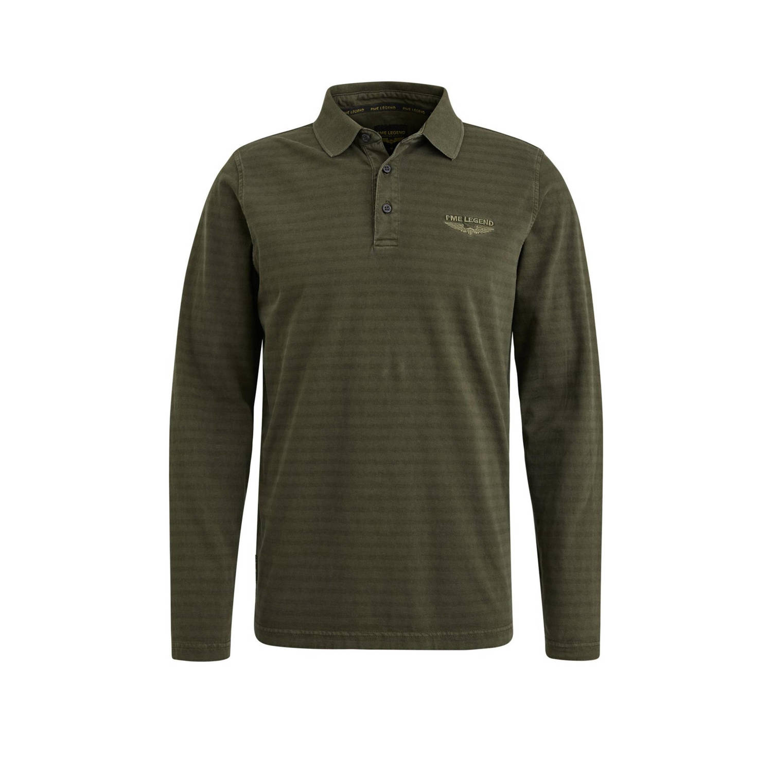 PME Legend gestreepte regular fit polo donkergroen