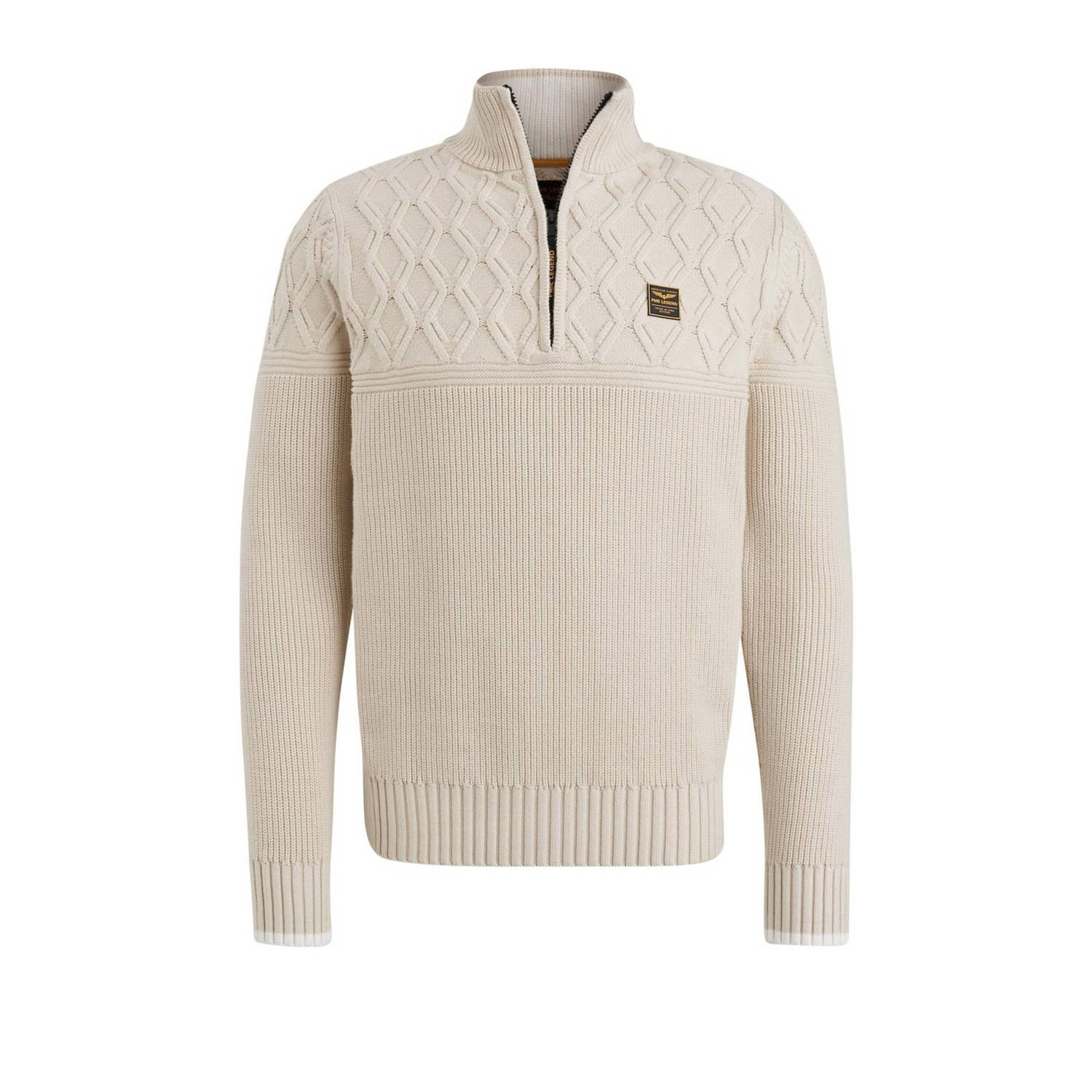 PME LEGEND Heren Truien & Vesten Half Zip Collar Cotton Mix Yarn Beige