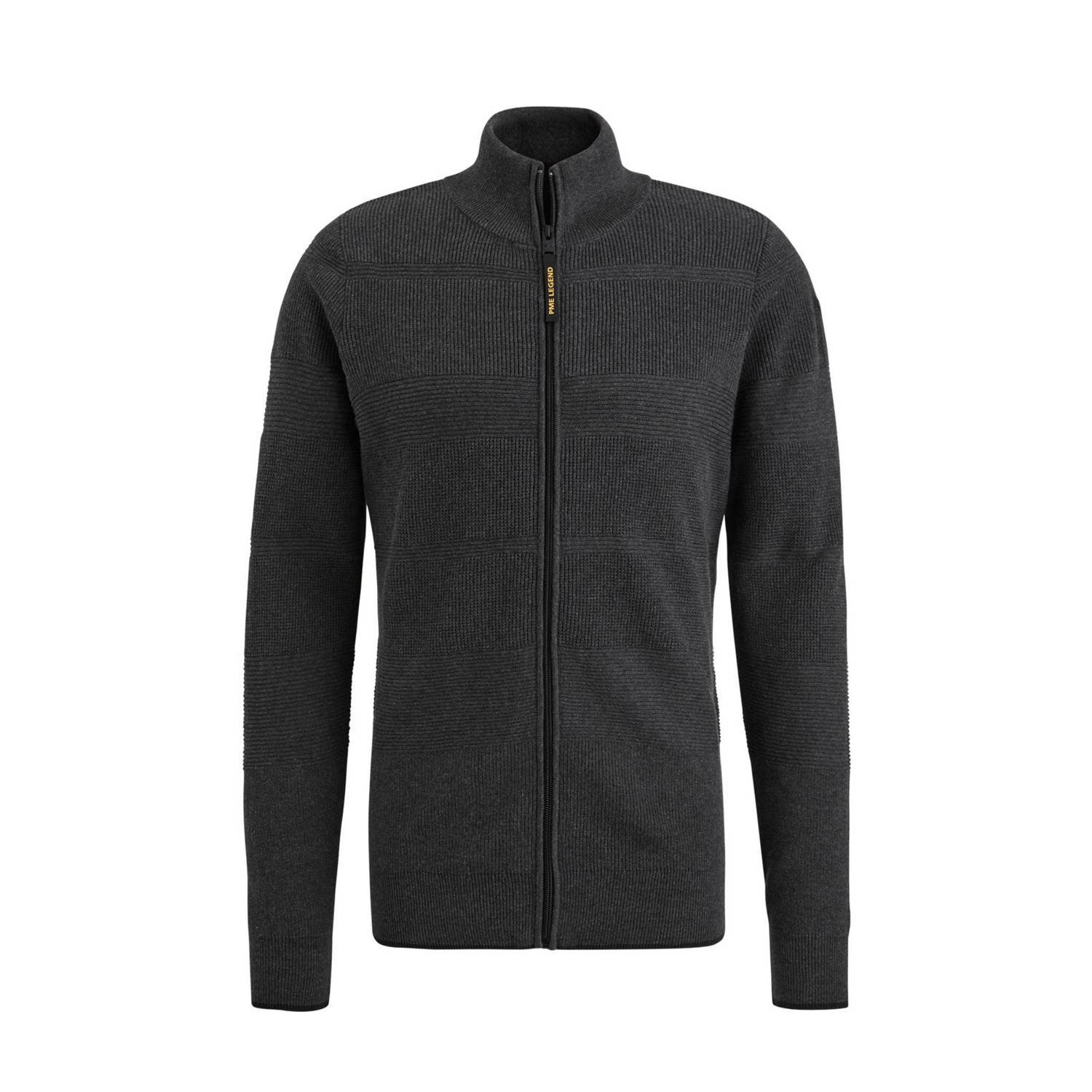 PME Legend vest met ingebreid patroon grijs