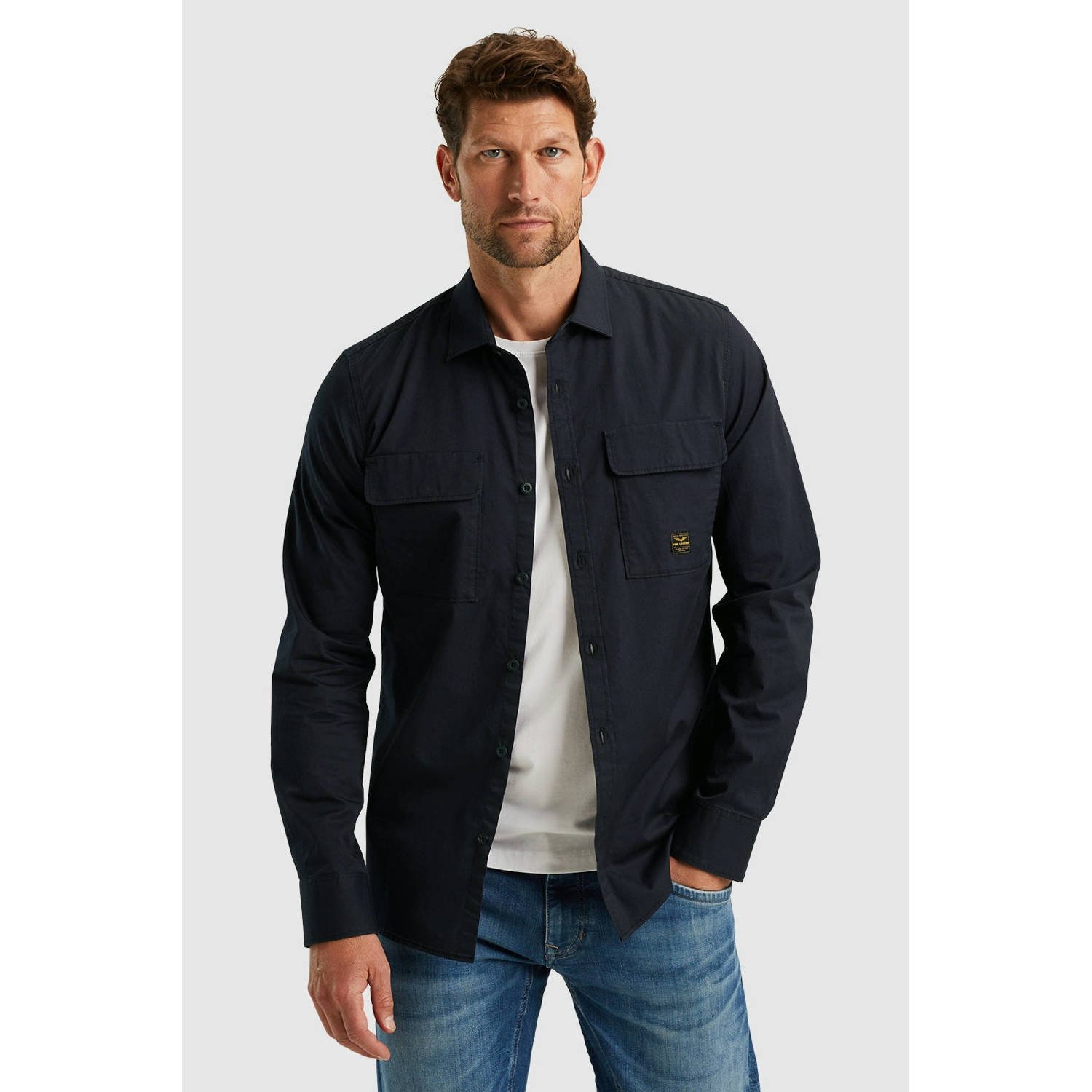 PME Legend Casual Twill Stretch Overhemd Lange Mouw Black Heren