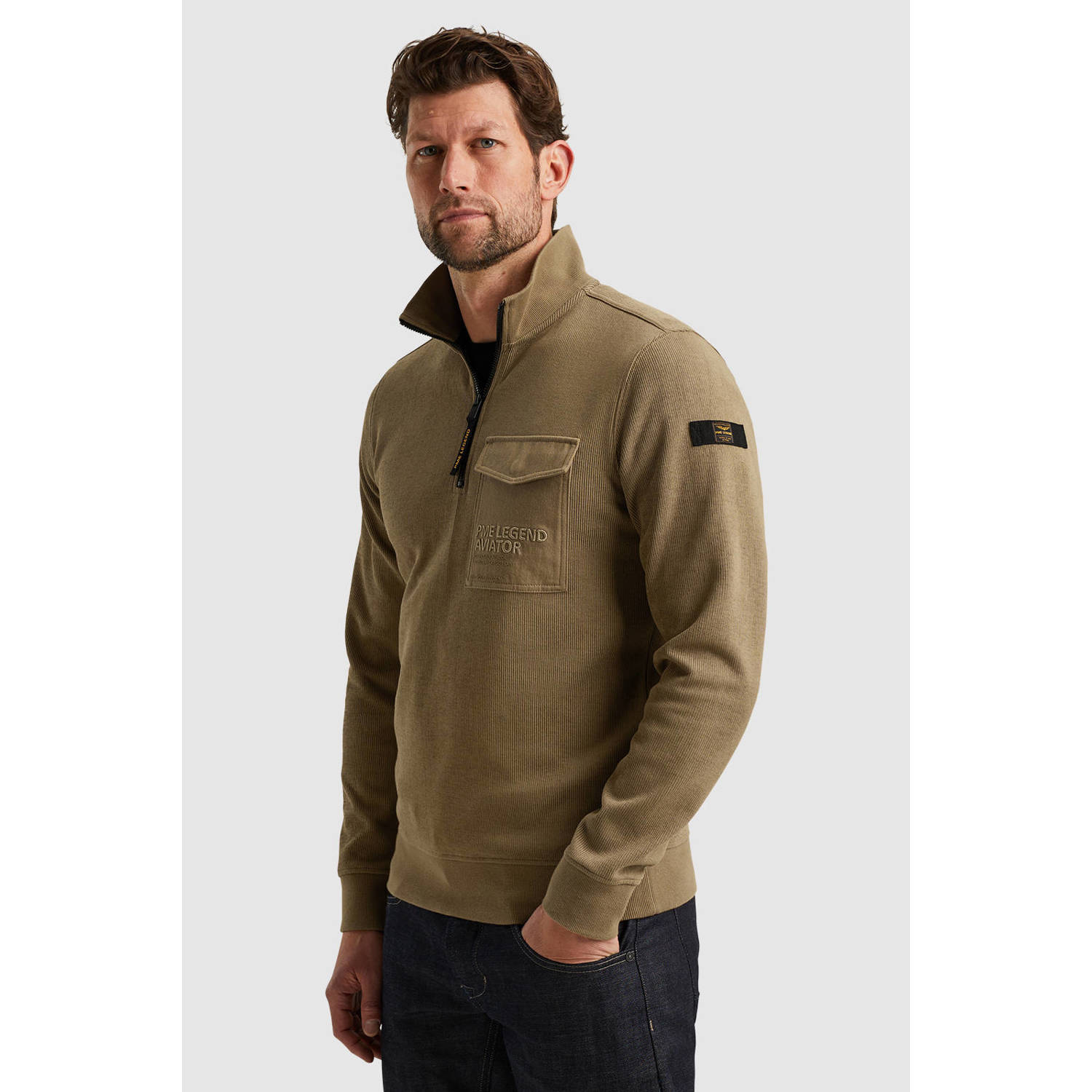 PME Legend Stijlvol heren sweatshirt met halve rits Brown Heren