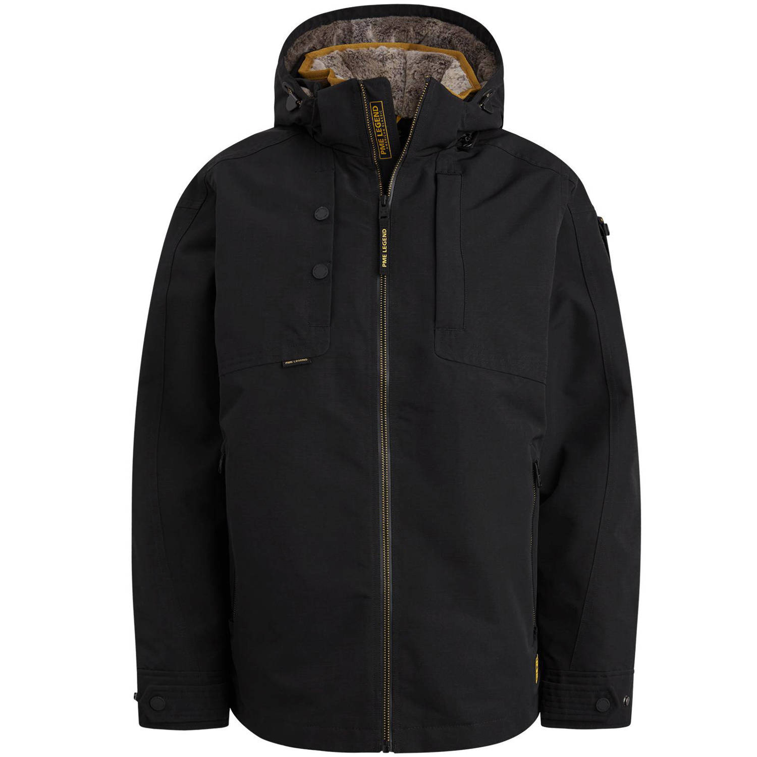 PME LEGEND Heren Jassen Semi Long Jacket Snowpack Trail Ripstop Zwart