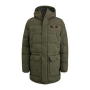 thumbnail: Groene heren PME Legend gewatteerde jas van nylon met effen, lange mouwen, capuchon en rits met windvanger