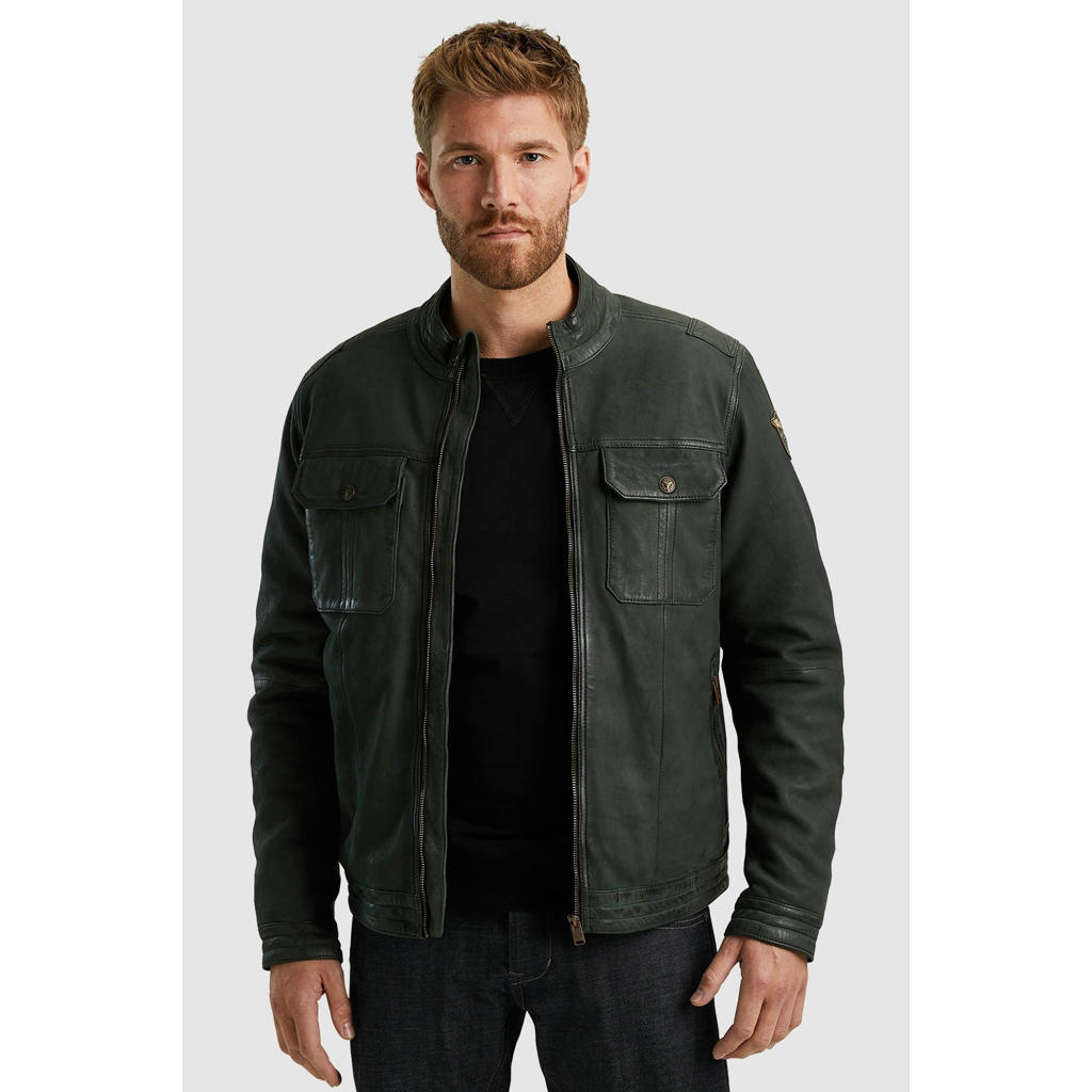 Sliktaa Herenjack van kunstleer met opstaande kraag, overgangsbovenstuk, casual motorrijder piloten ritssluiting klassiek lederen jack, XL Sliktaa Herenjack van kunstleer met opstaande kraag, overgangsbovenstuk, casual motorrijder piloten ritssluiting klassiek lederen jack, XL