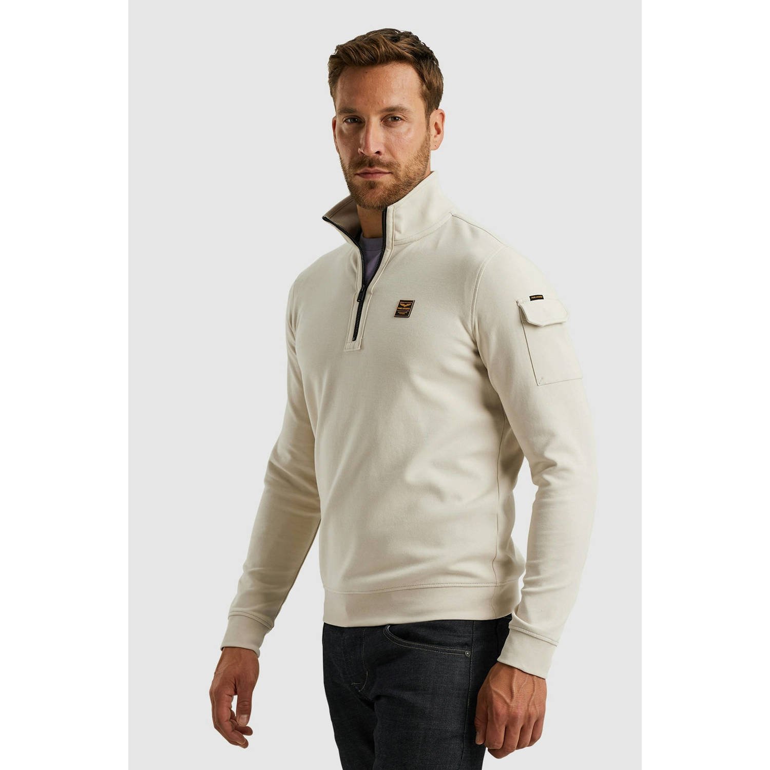 PME LEGEND Heren Truien & Vesten Half Zip Collar Interlock Jersey Beige