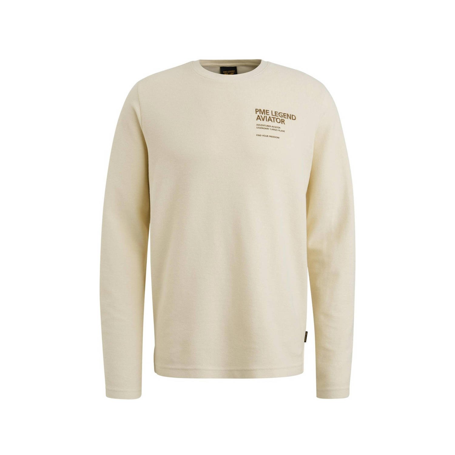 PME Legend fijngebreide longsleeve met logo ecru