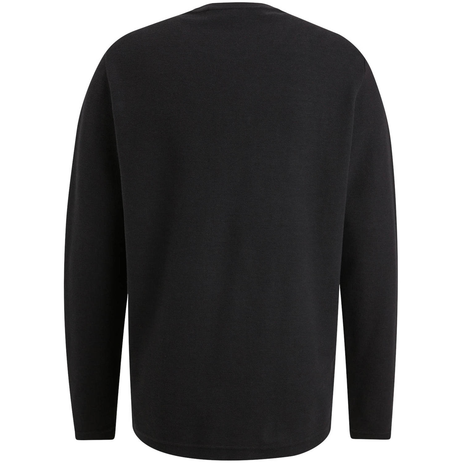 PME Legend fijngebreide longsleeve met logo donkerblauw