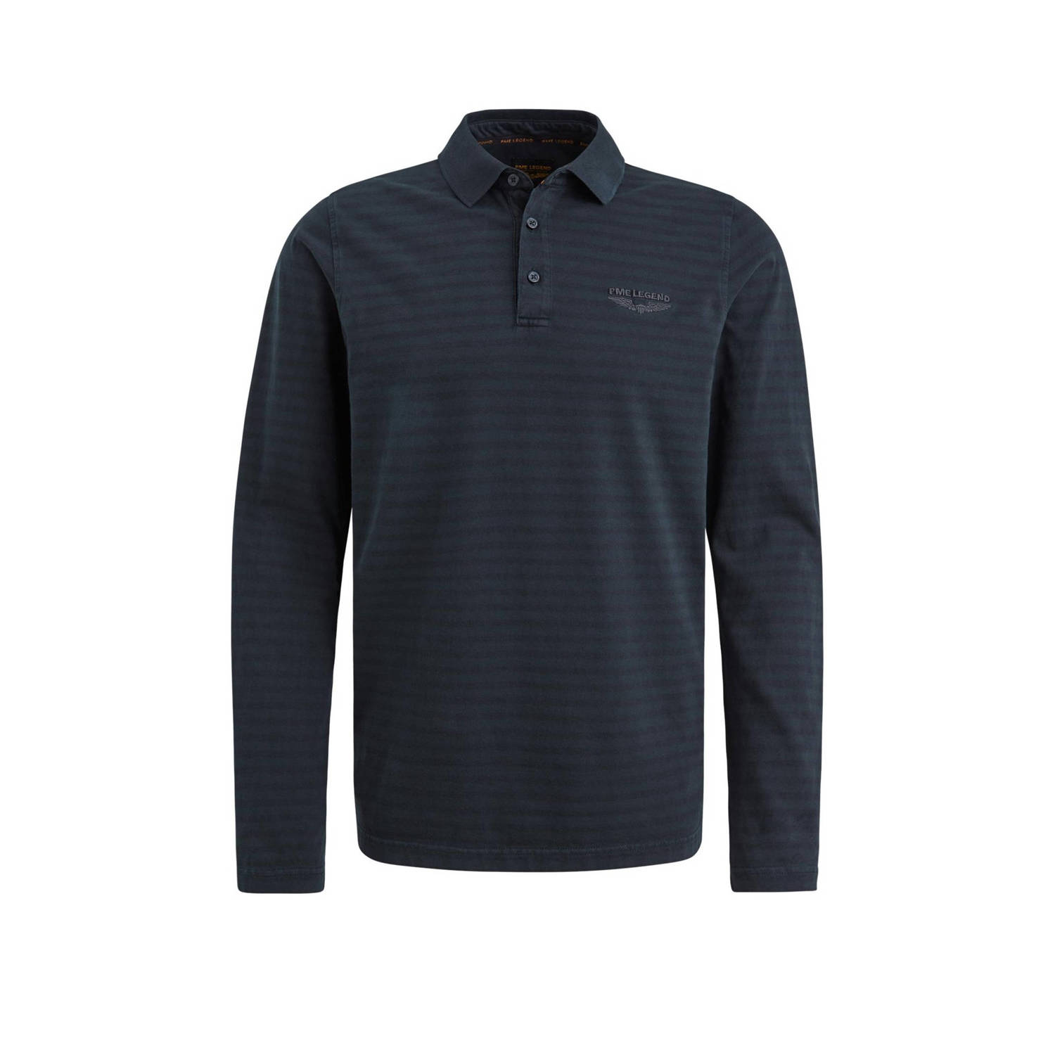 PME Legend Lange mouw polo met subtiele streep Blue Heren