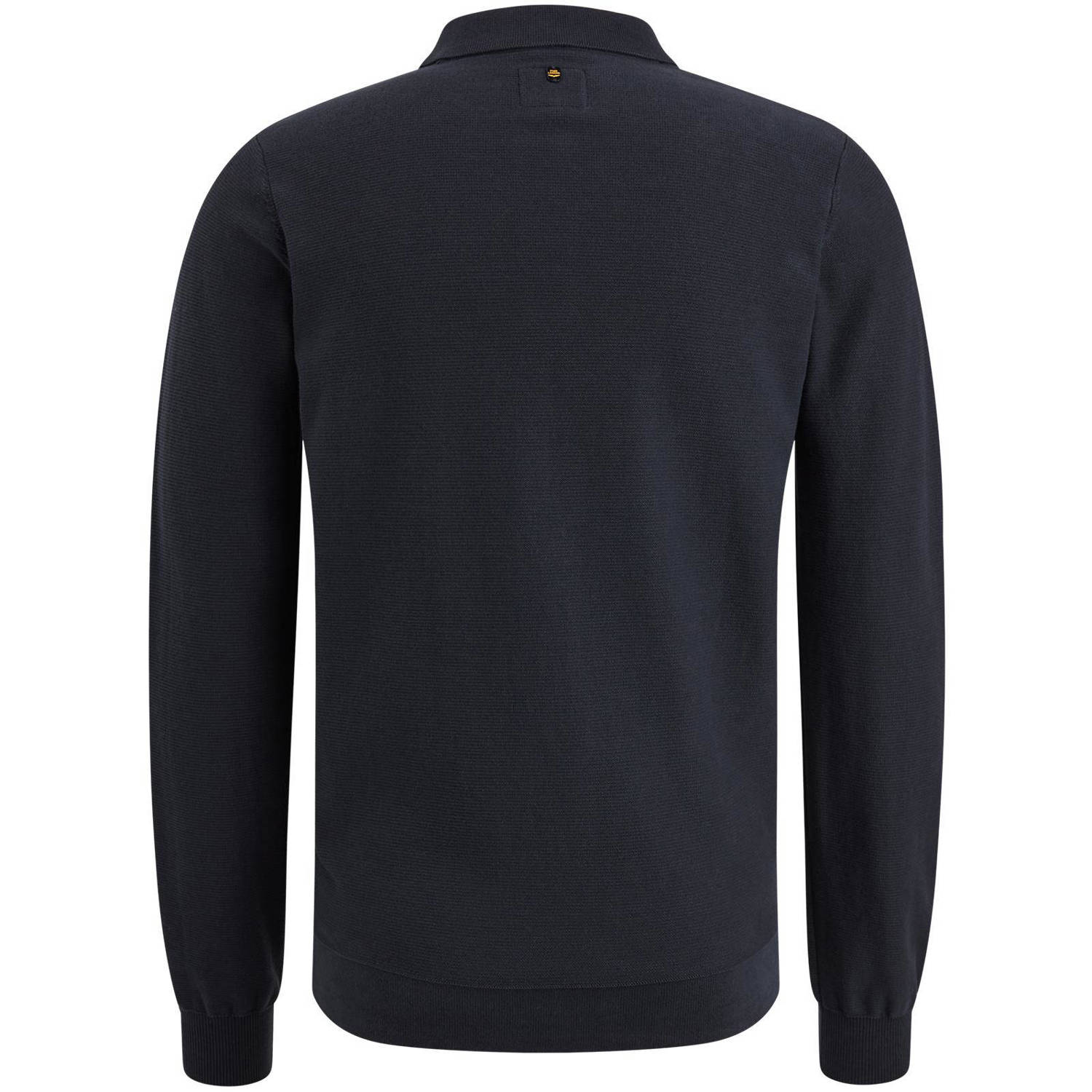 PME Legend fijngebreide regular fit polo met logo donkerblauw