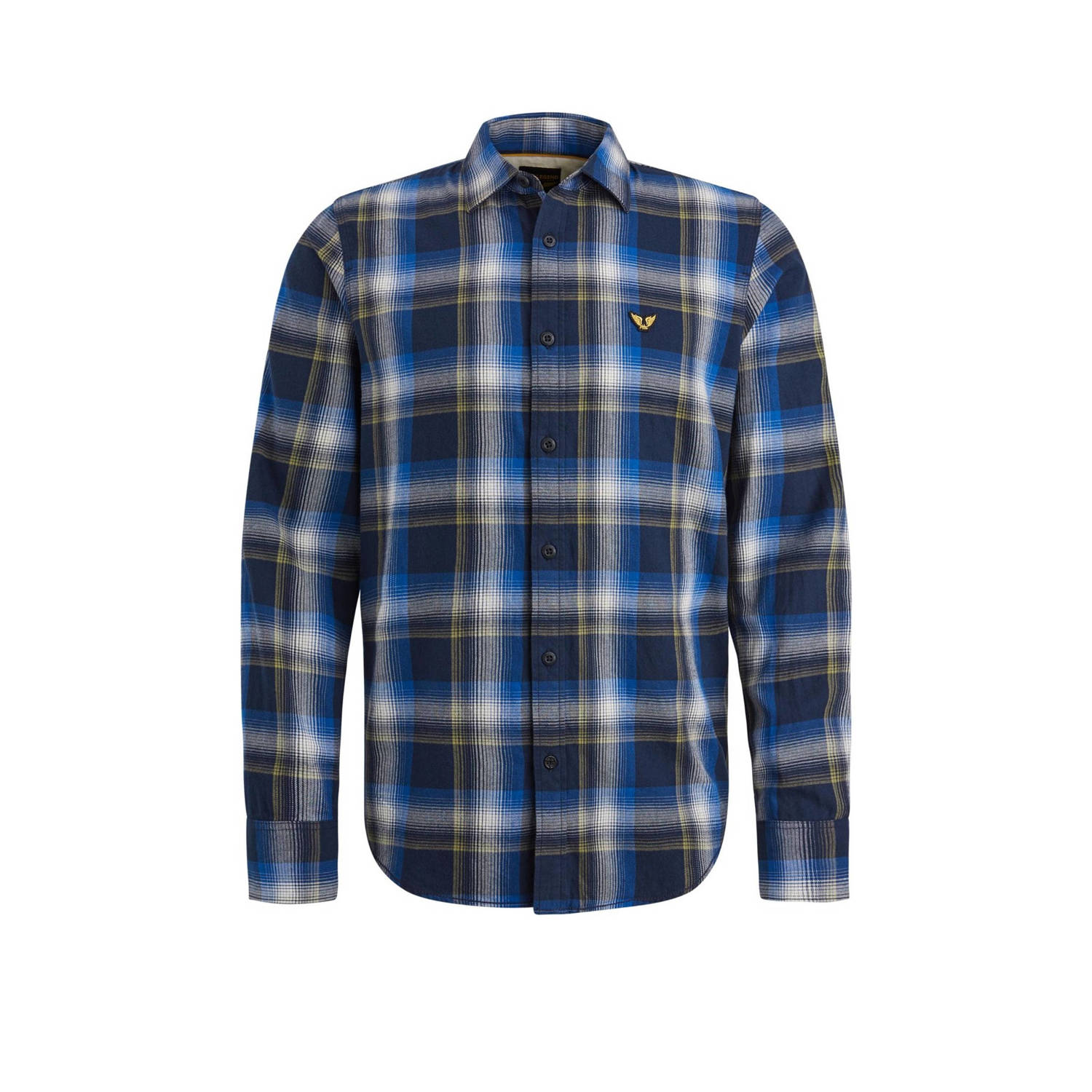 PME Legend geruit regular fit overhemd blauw