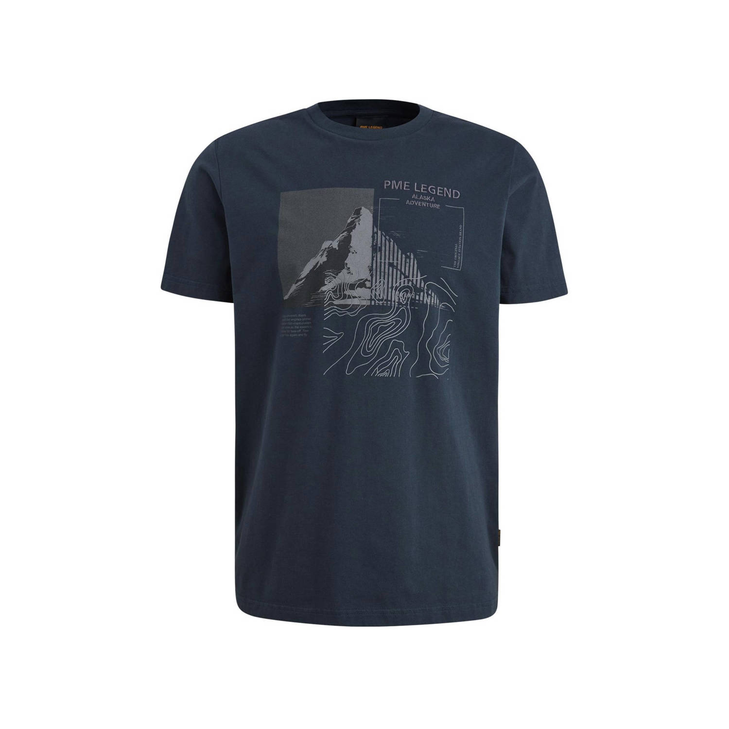 PME Legend regular fit T-shirt met printopdruk donkerblauw