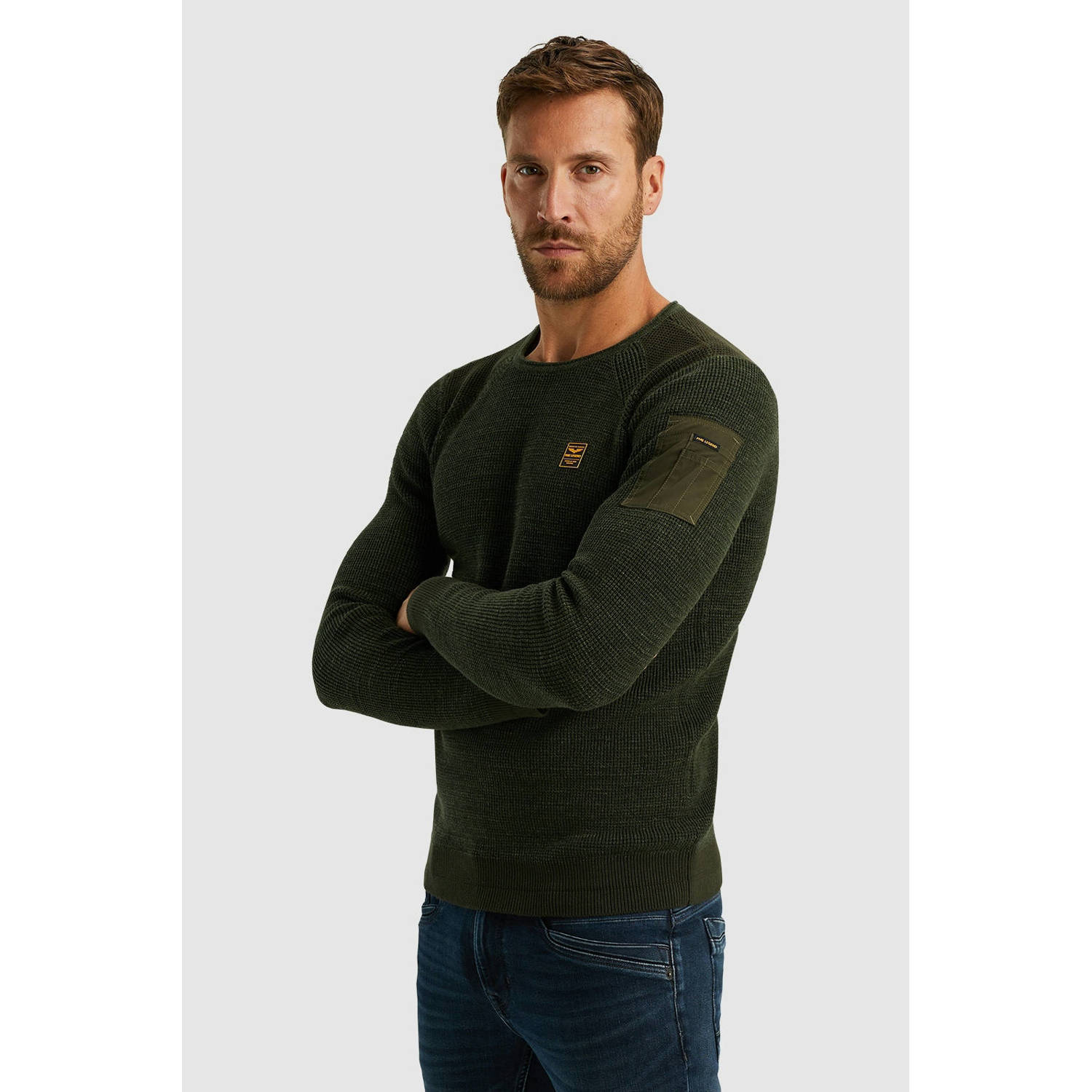 PME LEGEND Heren Truien & Vesten R-neck Cotton Rib Melee Knit Groen