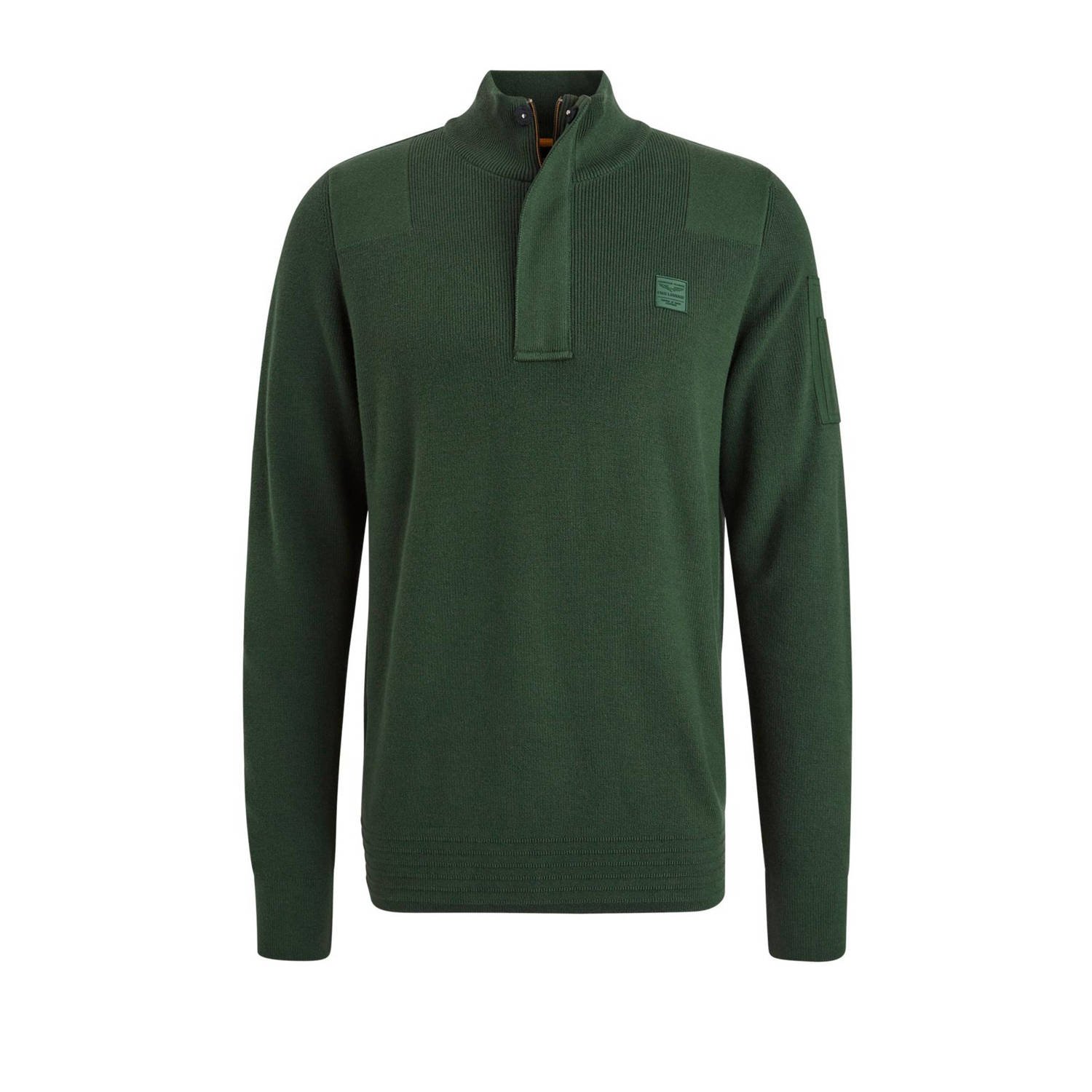 PME LEGEND Heren Truien & Vesten Half Zip Collar Cotton Knit Groen