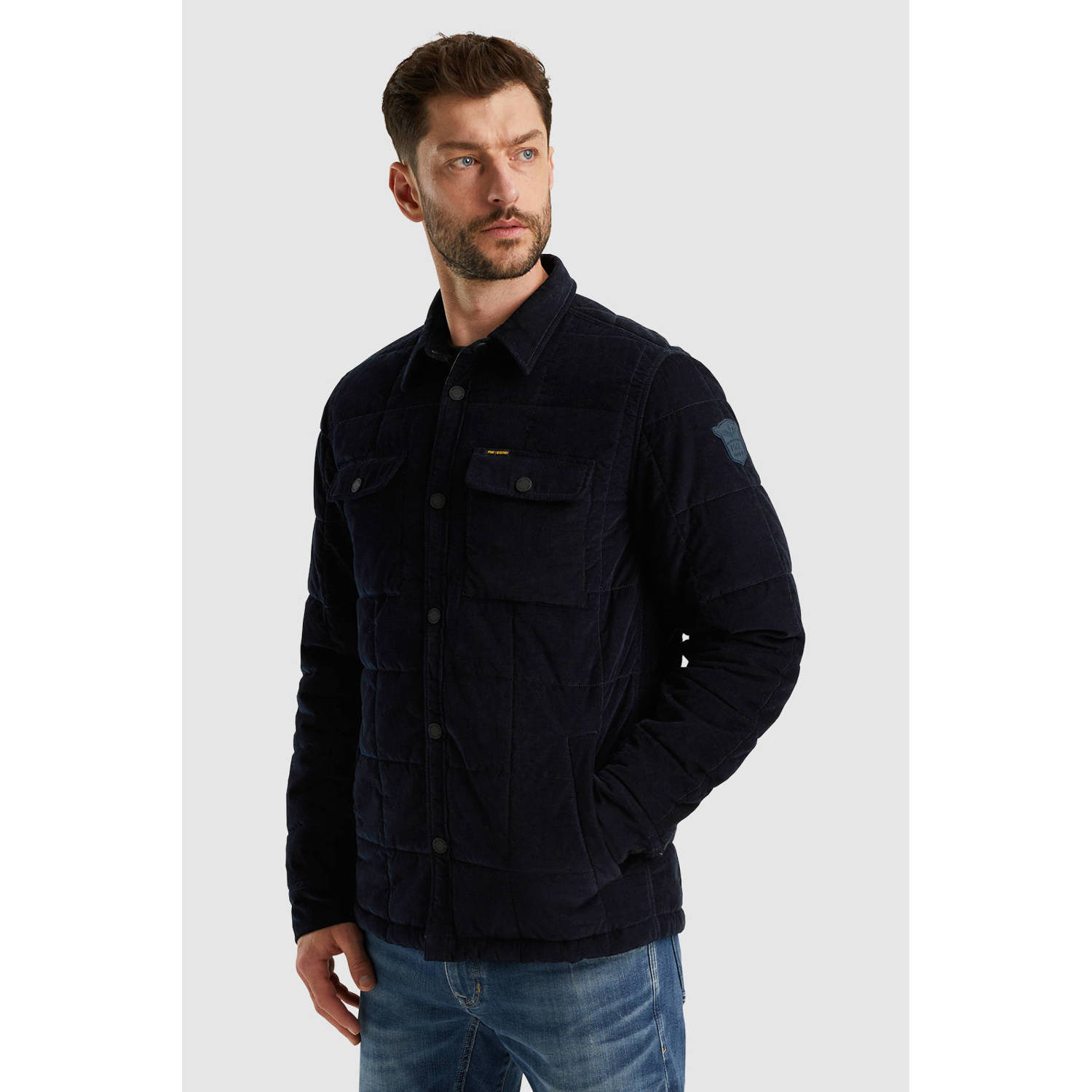PME Legend loose fit overshirt donkerblauw