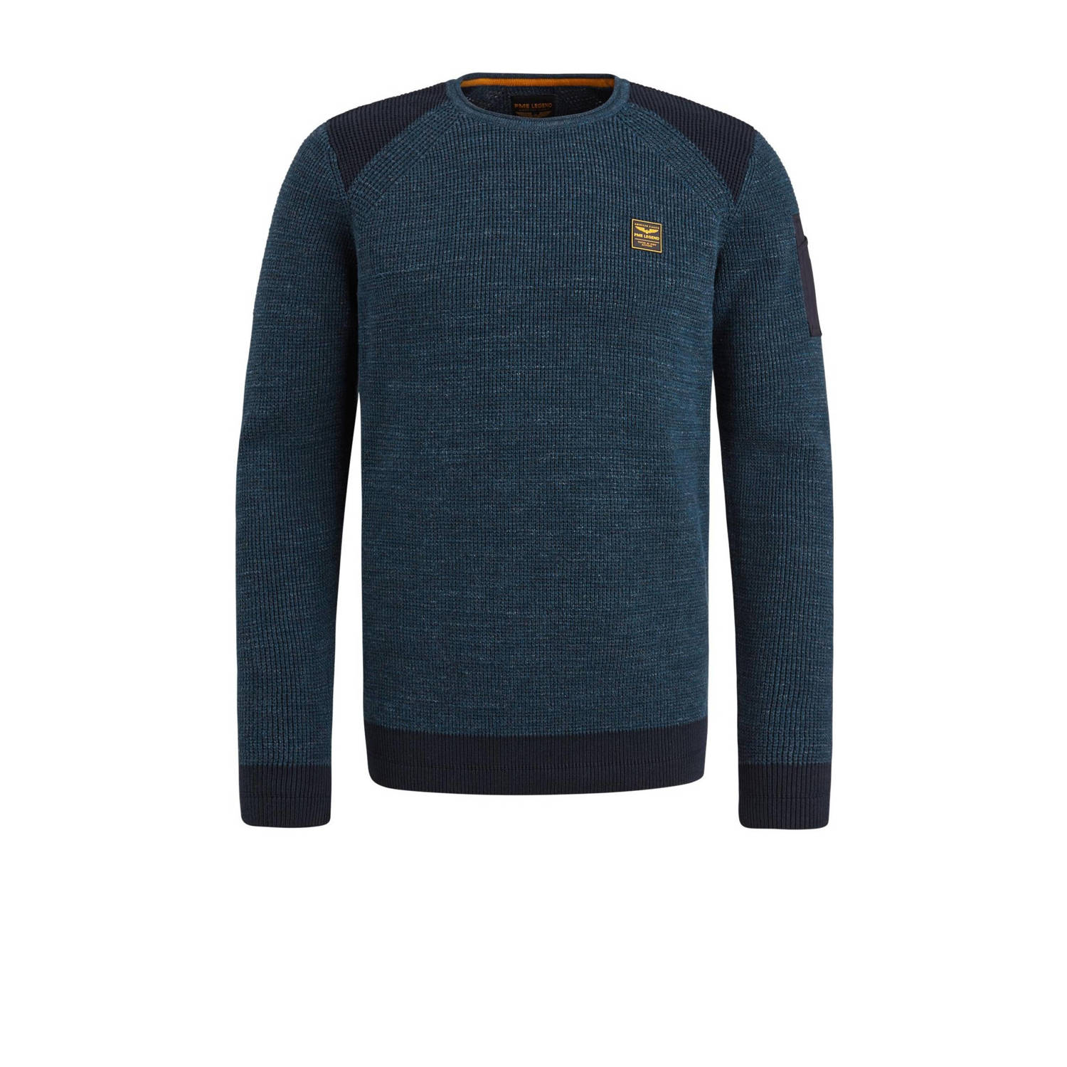 PME LEGEND Heren Truien & Vesten R-neck Cotton Rib Melee Knit Blauw