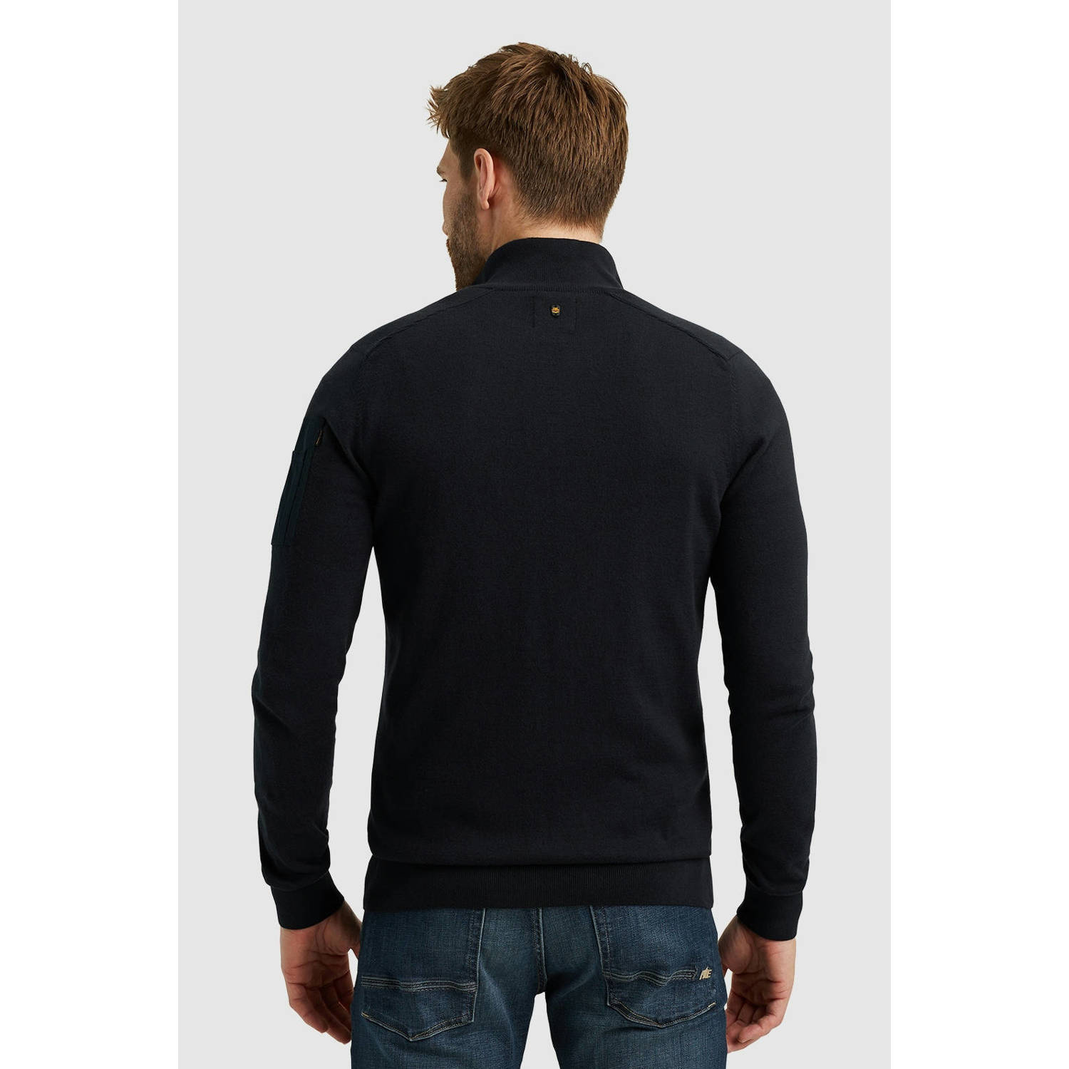 PME Legend gebreid vest met logo donkerblauw