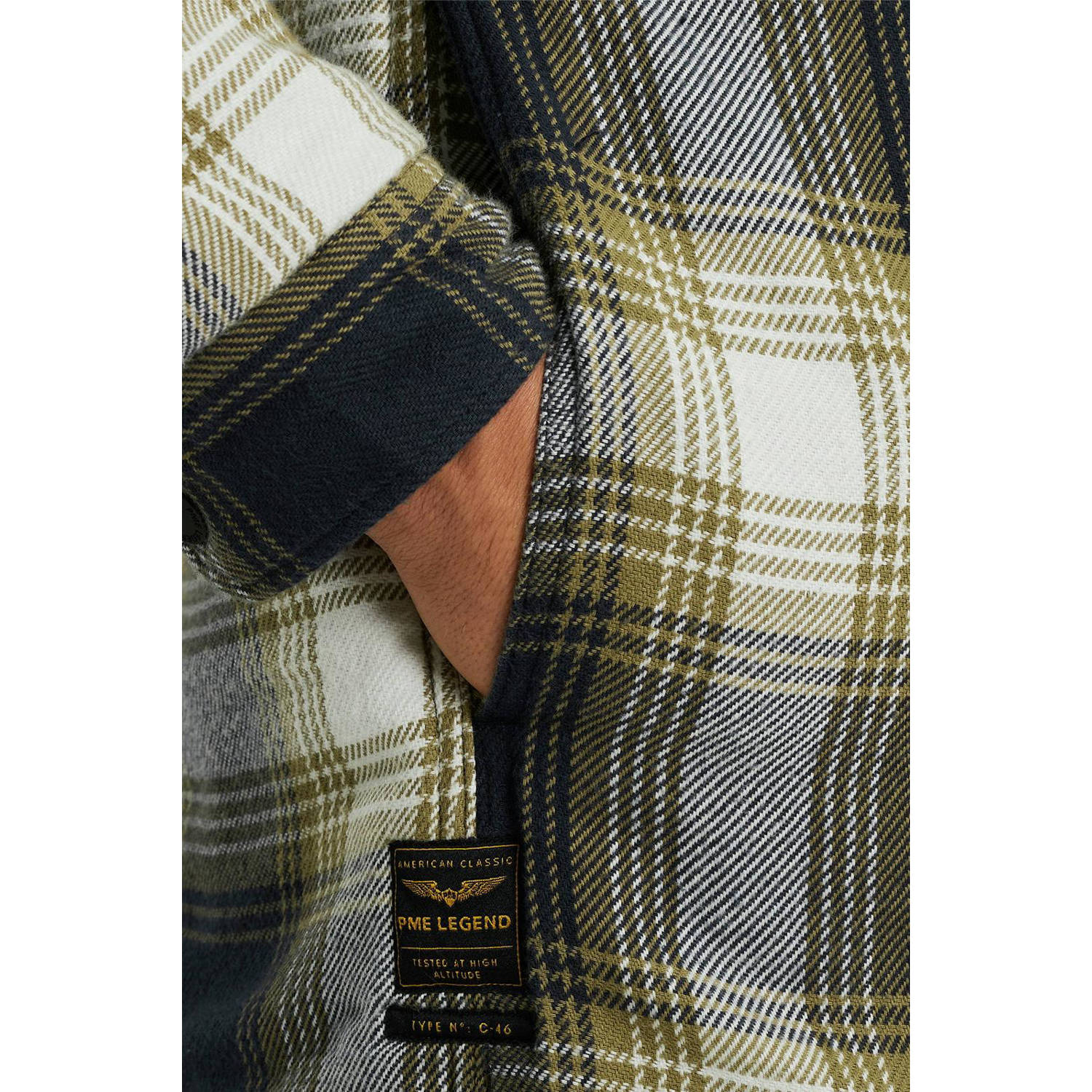 PME Legend geruit flanellen loose fit overshirt blauw