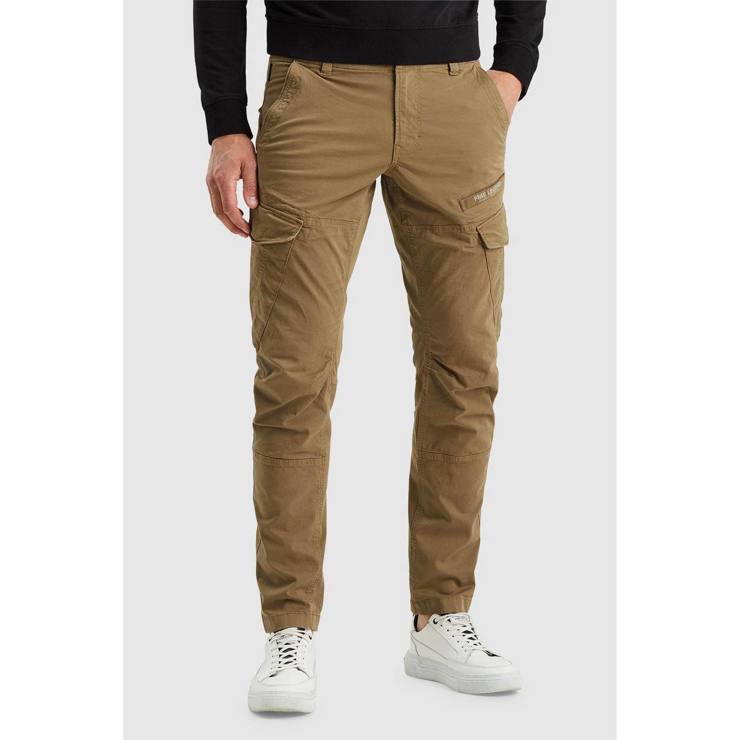 PME Legend Slim fit cargobroek met labeldetail model 'NORDROP'