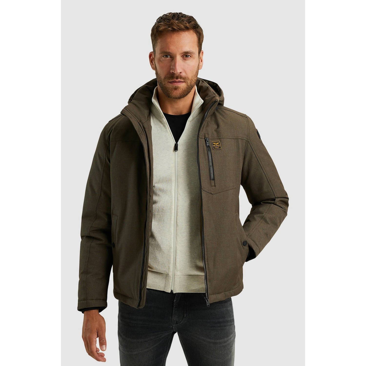 PME LEGEND Heren Jassen Semi Long Jacket Strator Melange Twill Groen