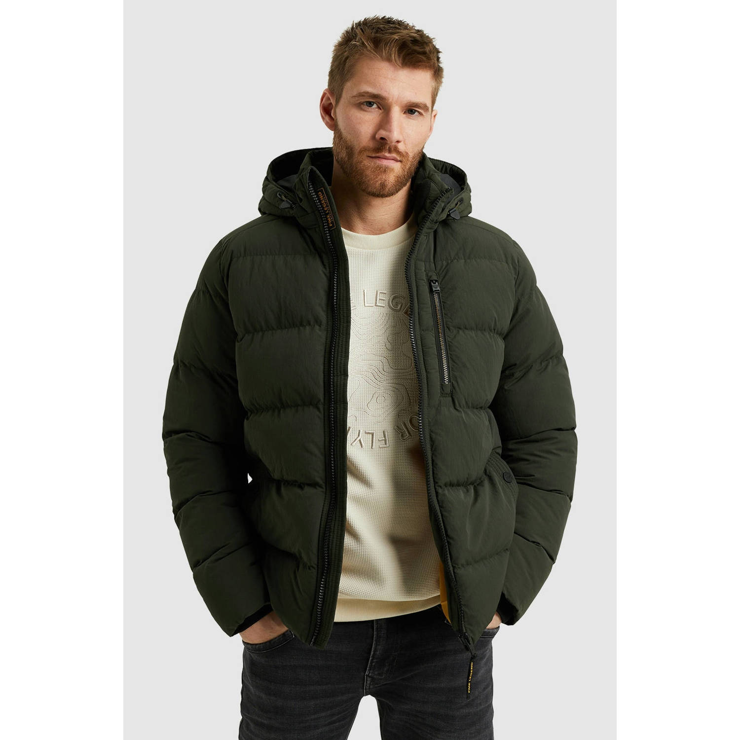 PME Legend Korte Crunchy Jas Synthetische Stijl Green Heren