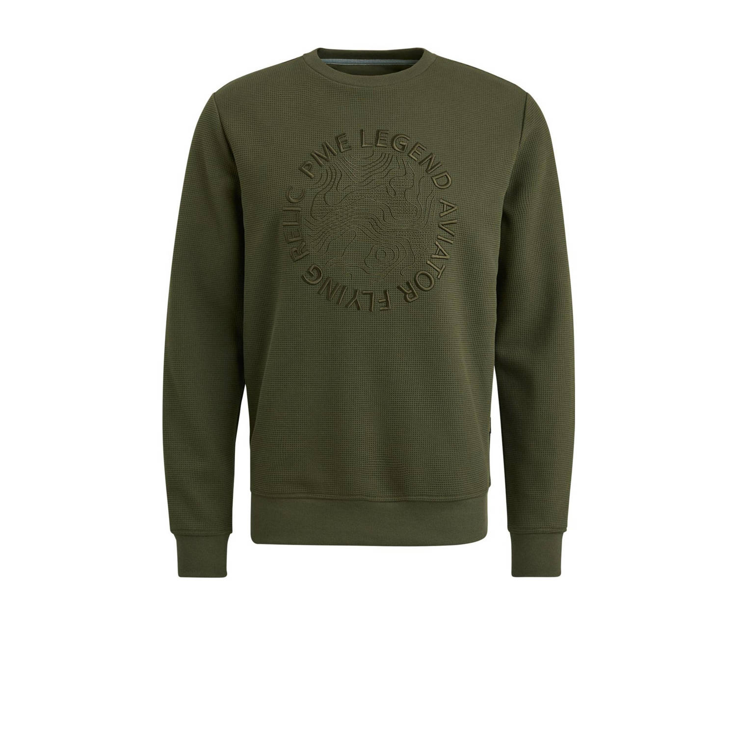 PME Legend Waffle Jersey Crewneck Pullover Psw2408429 Green Heren